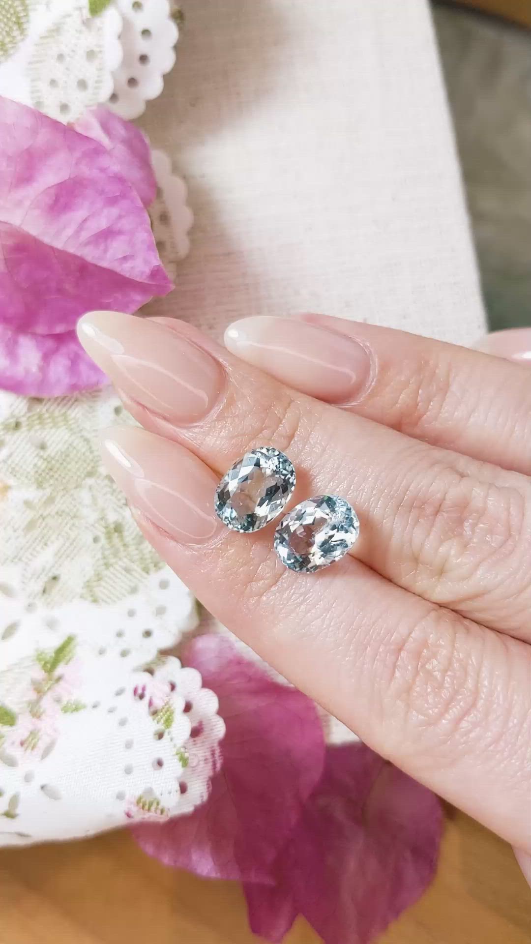 5.62 Ct.Tw.Total Carat Weight Aquamarine Pair from Brazil Size Video