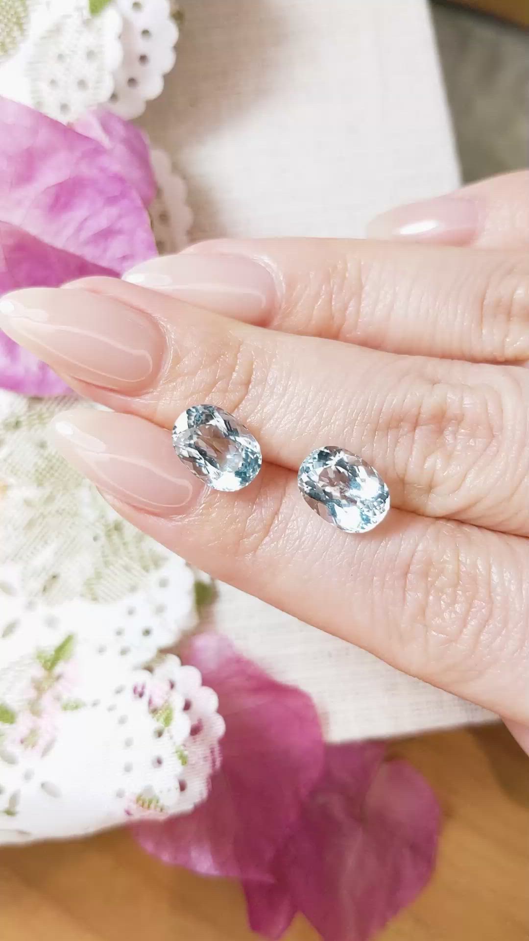 5.62 Ct.Tw.Total Carat Weight Aquamarine Pair from Brazil Size Video