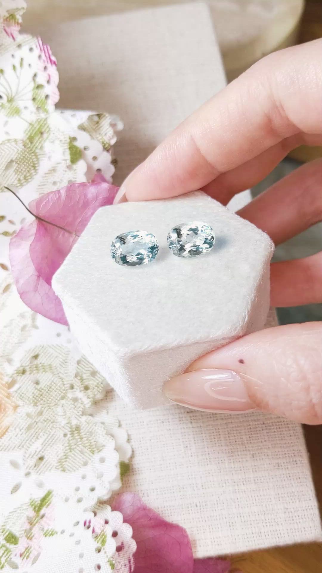 5.62 Ct.Tw.Total Carat Weight Aquamarine Pair from Brazil Size Video