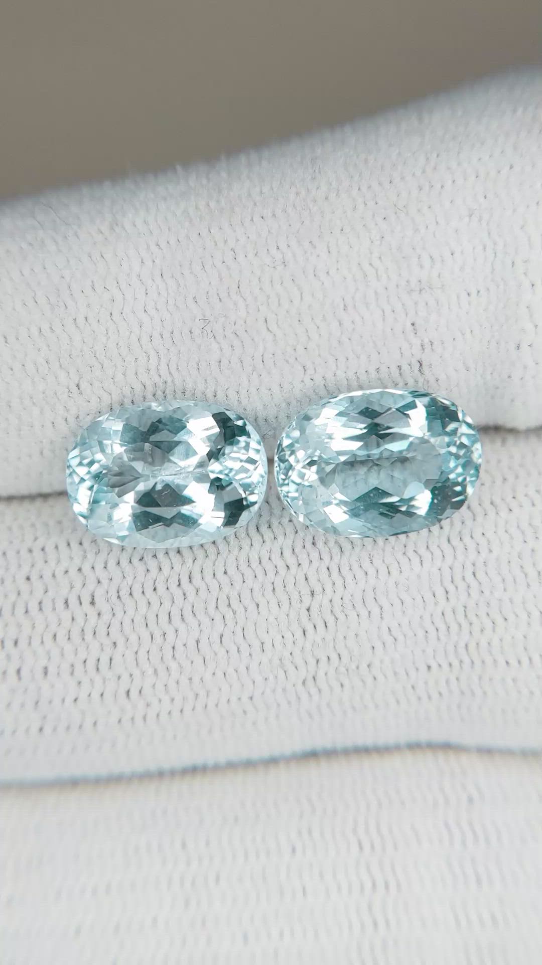 5.62 Ct.Tw.Total Carat Weight Aquamarine Pair from Brazil Size Video