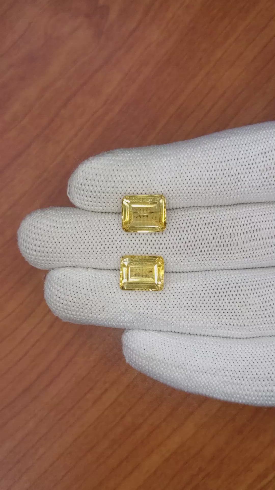 8.22 Ct.Tw.Total Carat Weight Citrine Pair from Brazil Size Video
