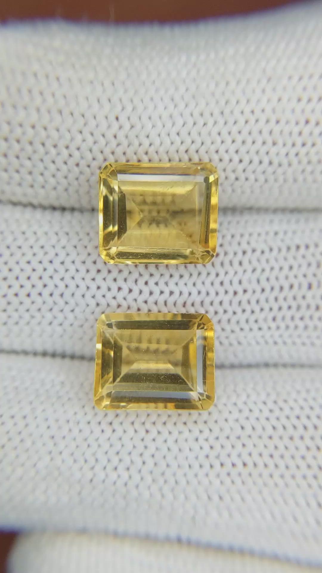 8.22 Ct.Tw.Total Carat Weight Citrine Pair from Brazil Size Video