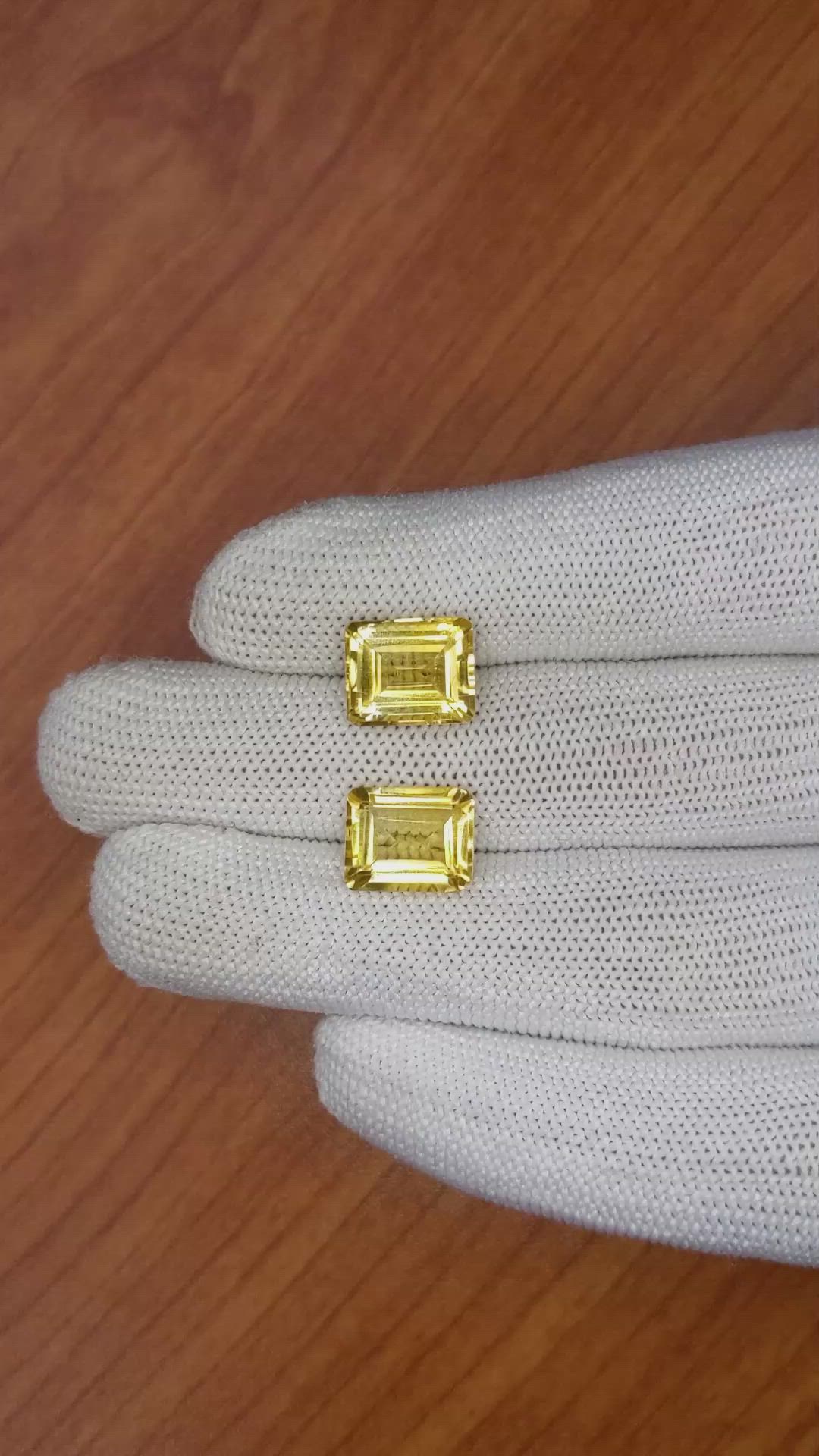 8.40 Ct.Tw.Total Carat Weight Citrine Pair from Brazil Size Video