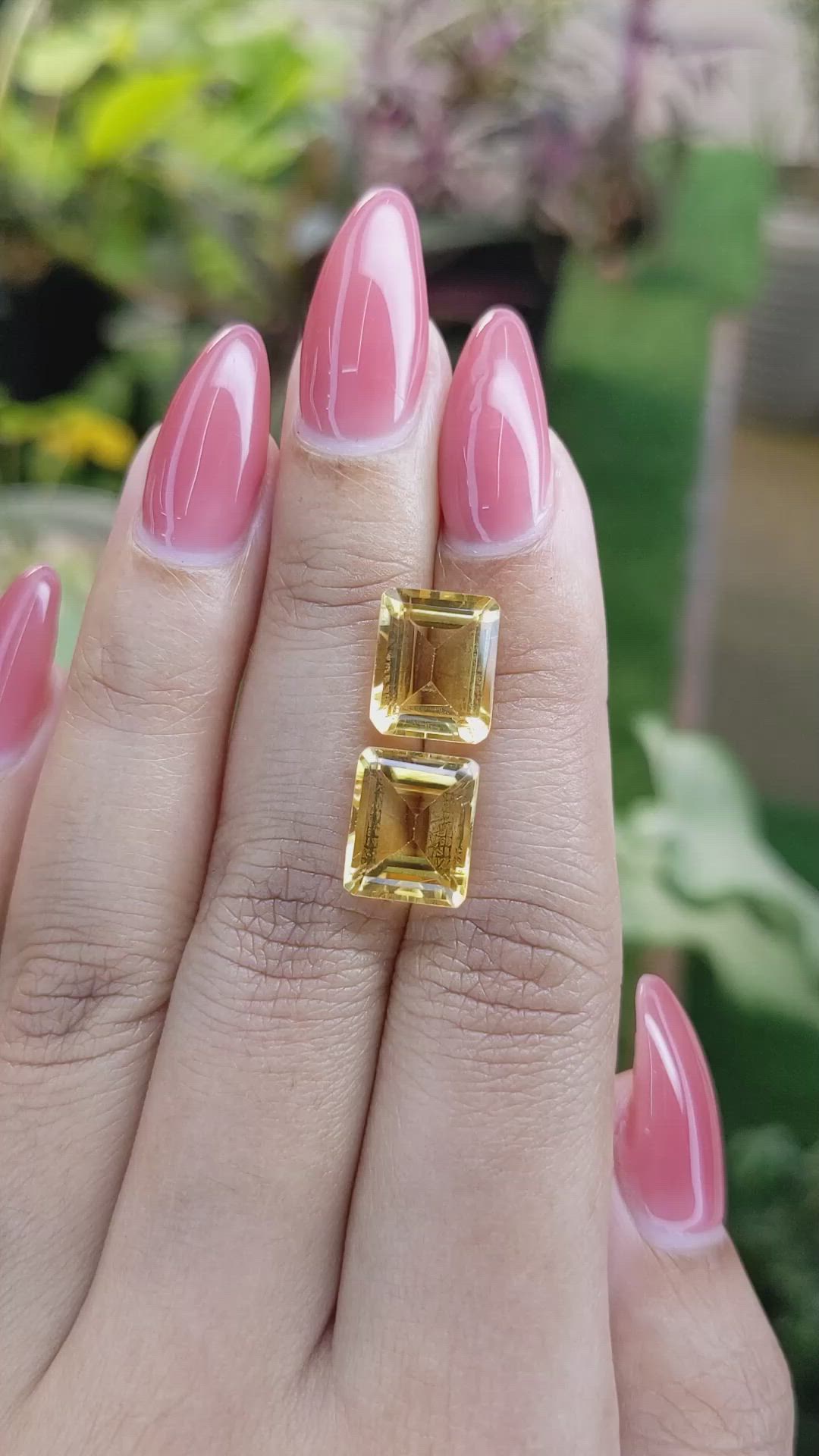 8.40 Ct.Tw.Total Carat Weight Citrine Pair from Brazil Size Video