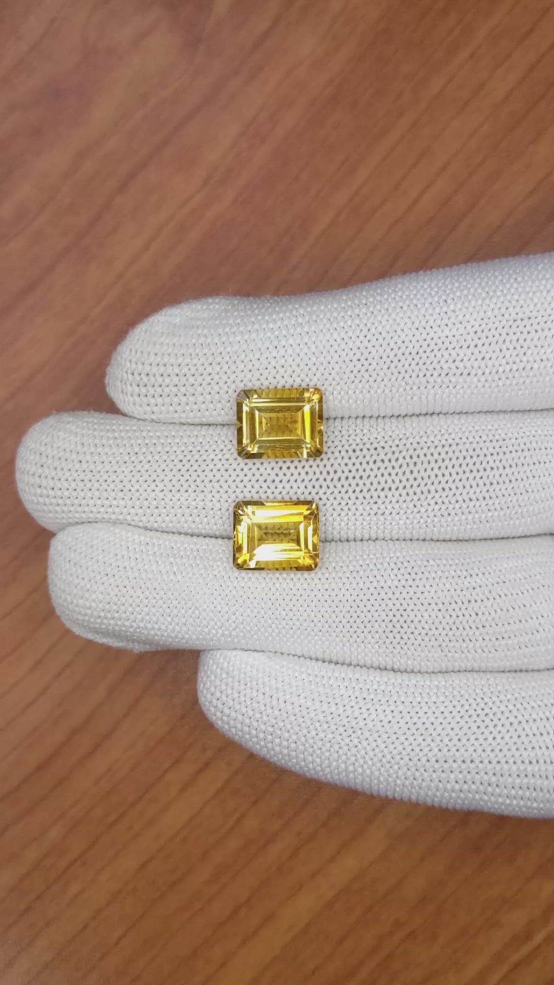 8.61 Ct.Tw.Total Carat Weight Citrine Pair from Brazil Size Video