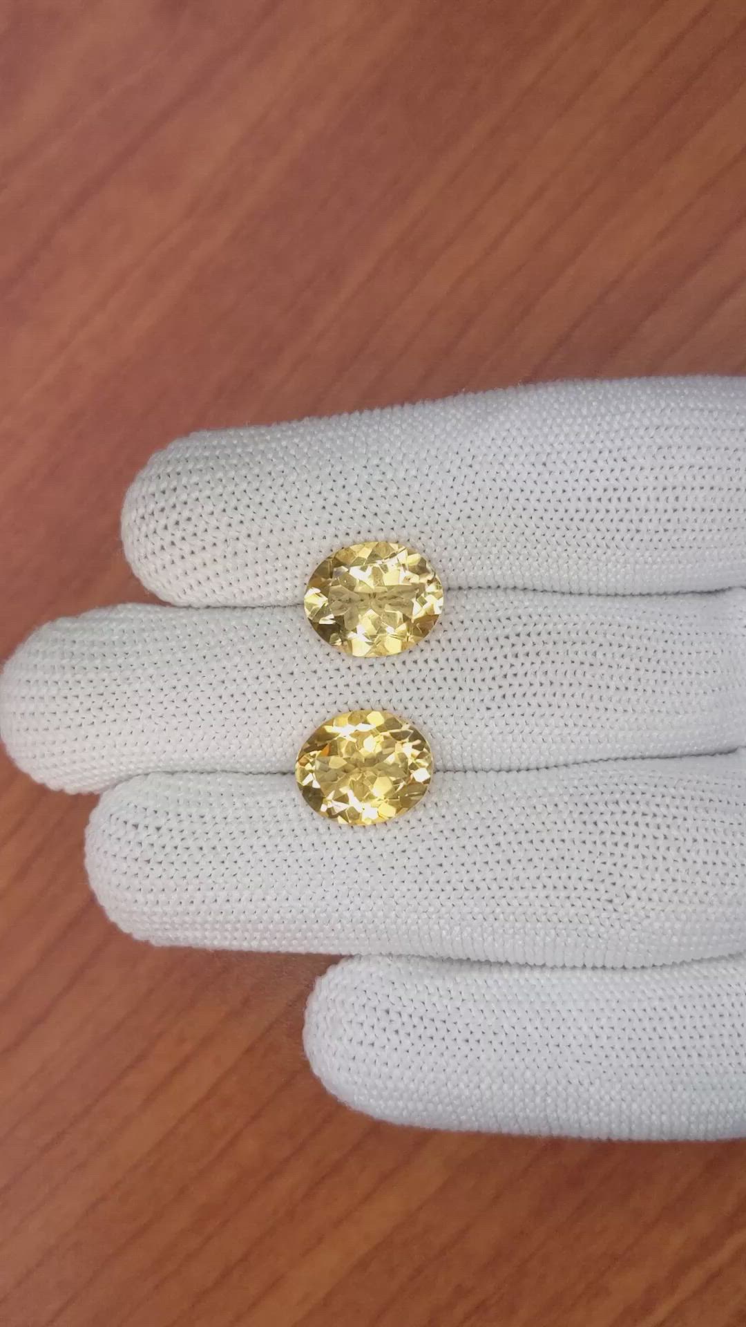 7.29 Ct.Tw.Total Carat Weight Citrine Pair from Brazil Size Video