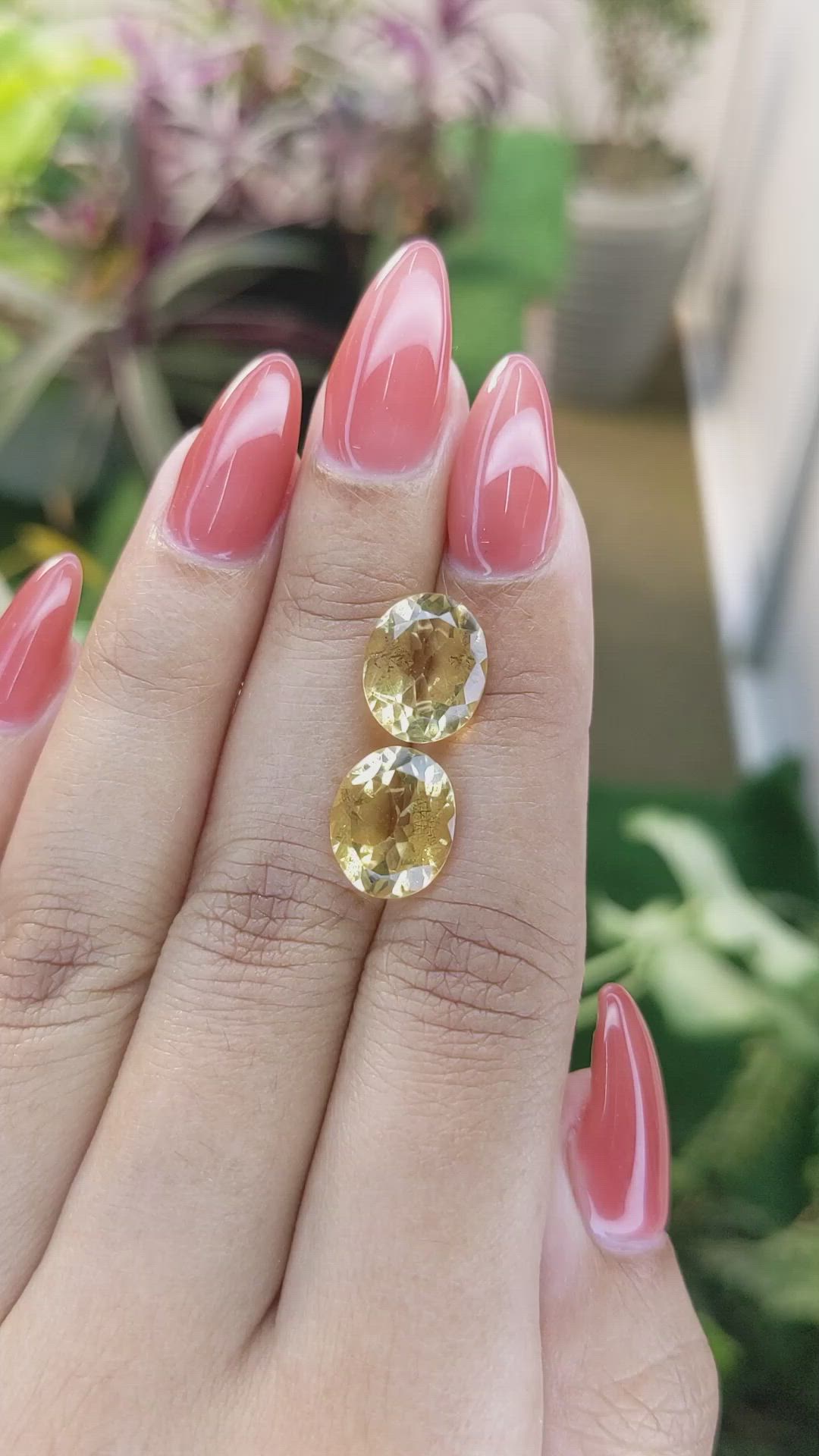 7.29 Ct.Tw.Total Carat Weight Citrine Pair from Brazil Size Video