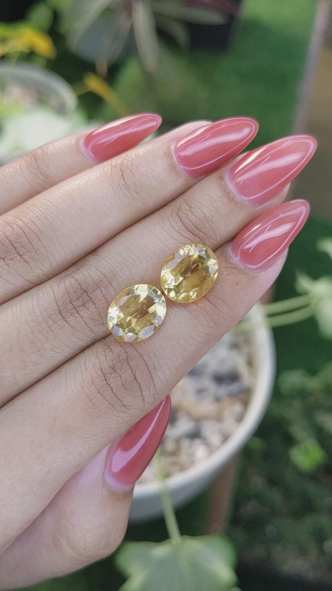 6.64 Ct.Tw.Total Carat Weight Citrine Pair from Brazil Size Video
