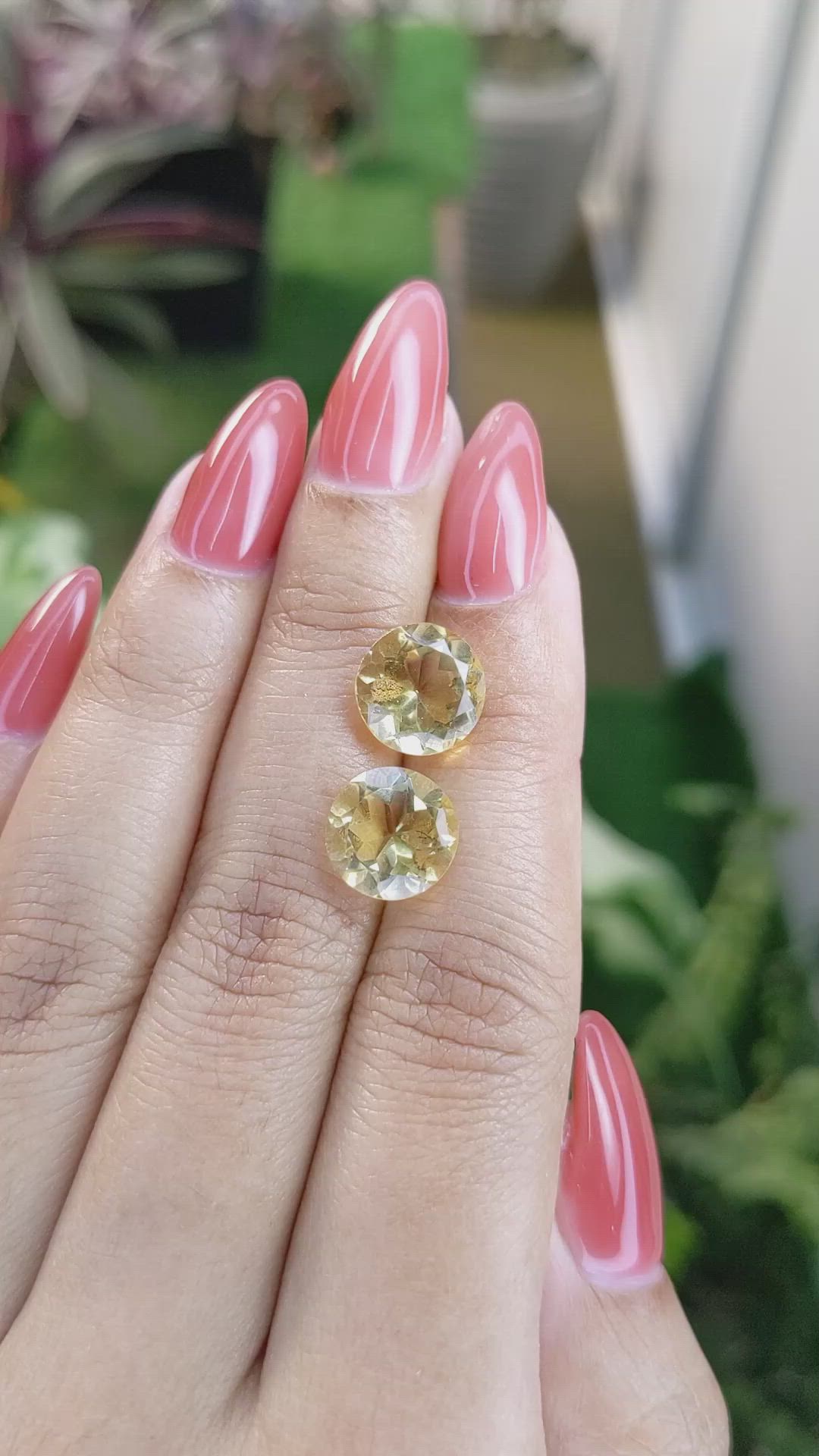 6.46 Ct.Tw.Total Carat Weight Citrine Pair from Brazil Size Video