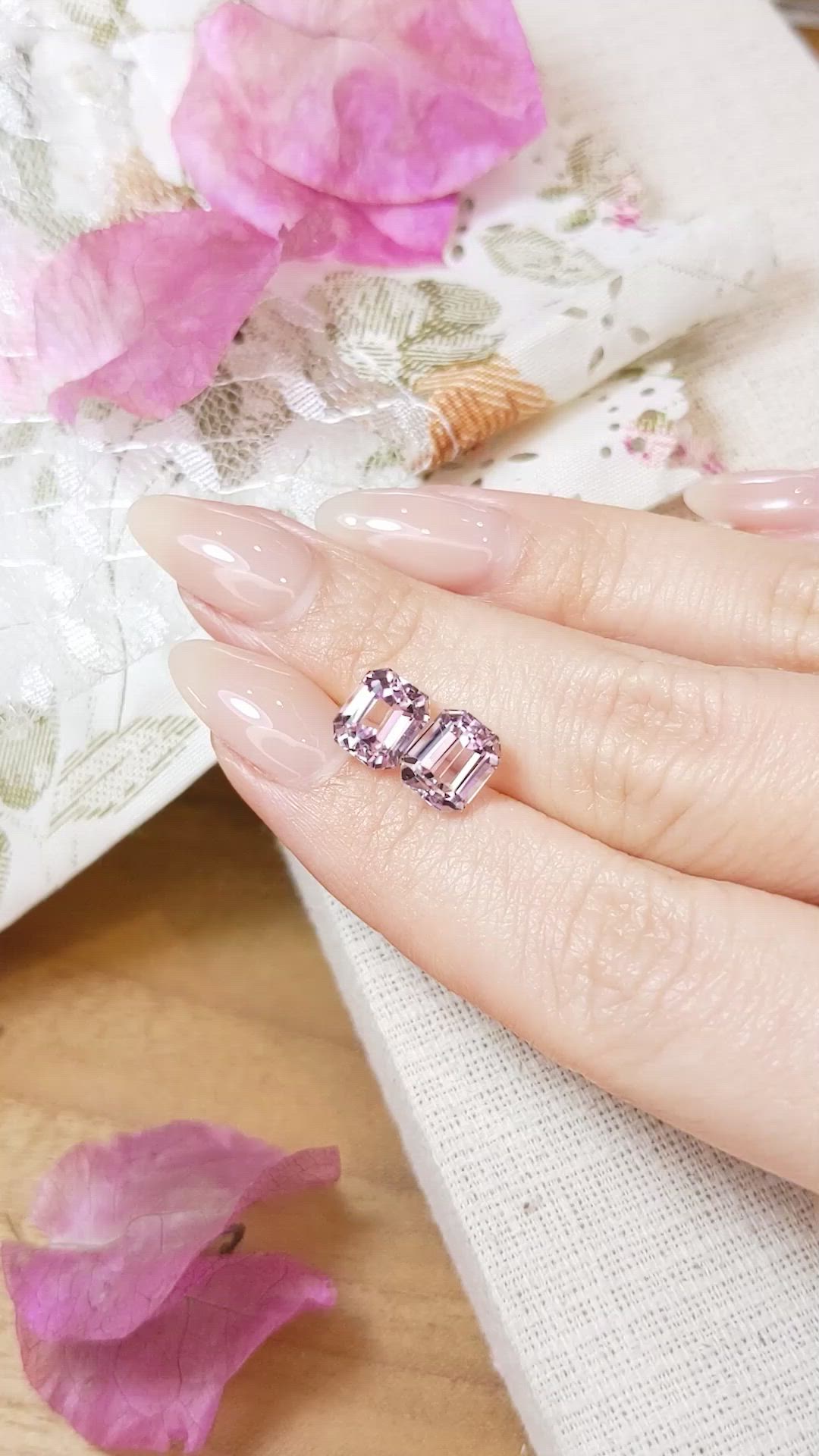 4.97 Ct.Tw.Total Carat Weight Kunzite Pair from Afghanistan Size Video