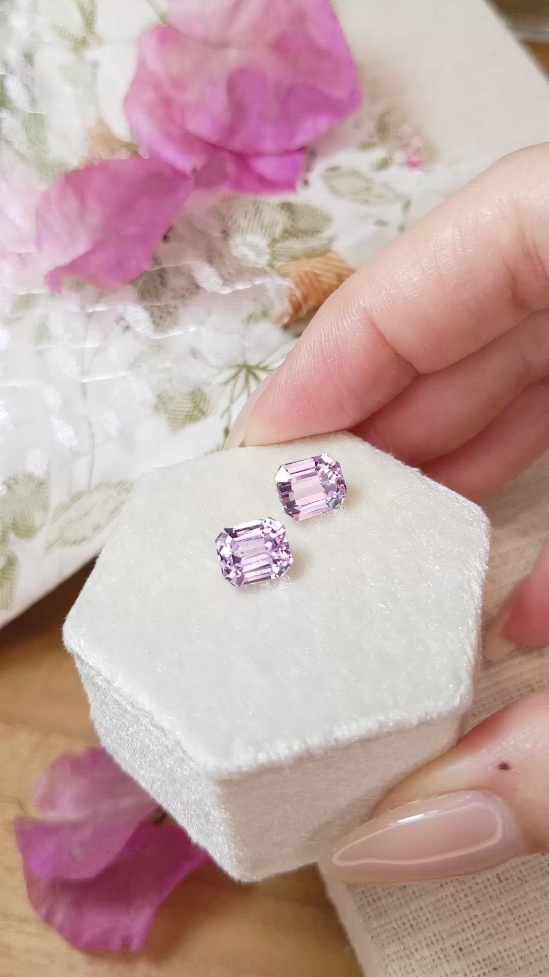 4.97 Ct.Tw.Total Carat Weight Kunzite Pair from Afghanistan Size Video