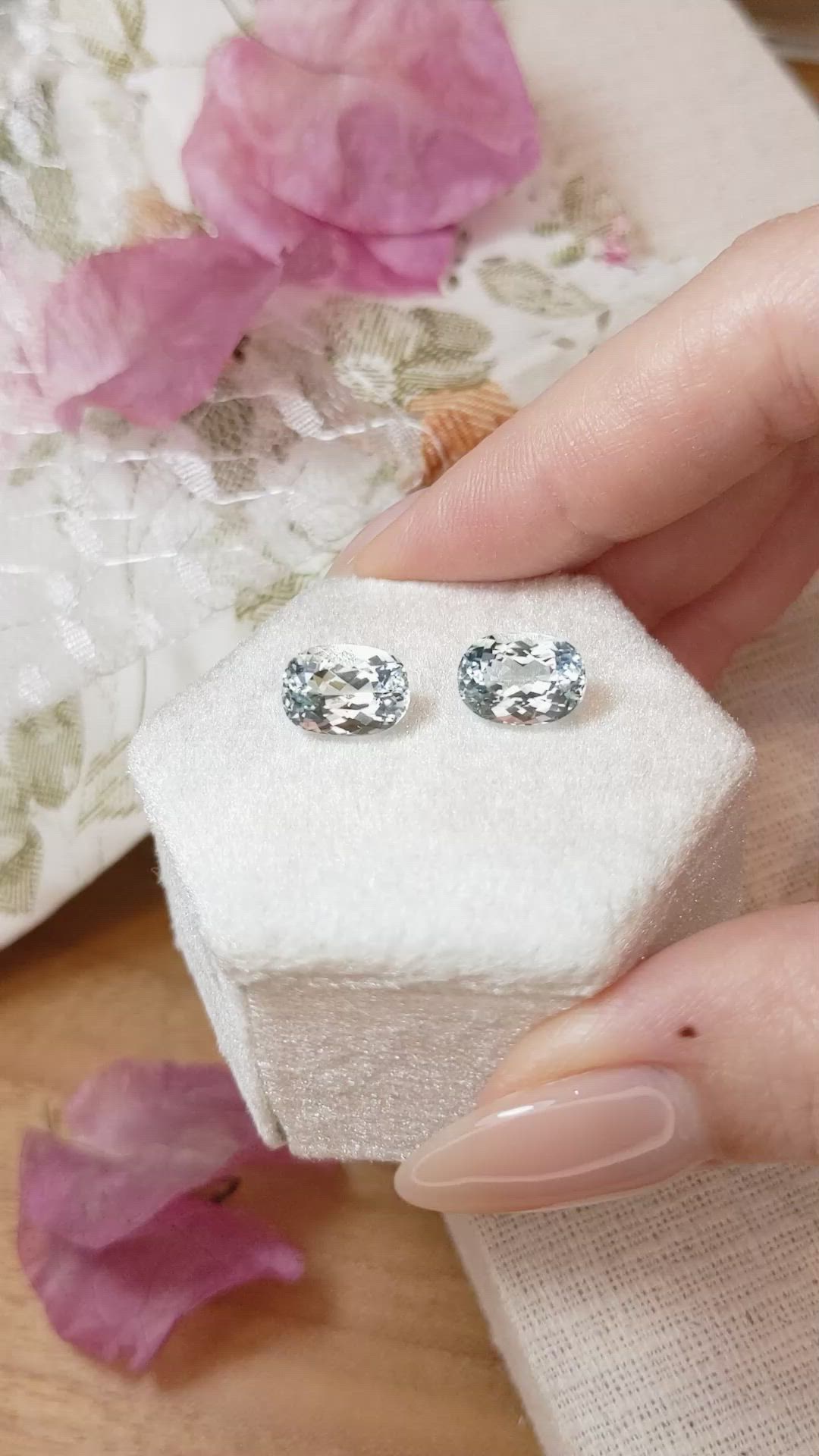 5.60 Ct.Tw.Total Carat Weight Aquamarine Pair from Brazil Size Video
