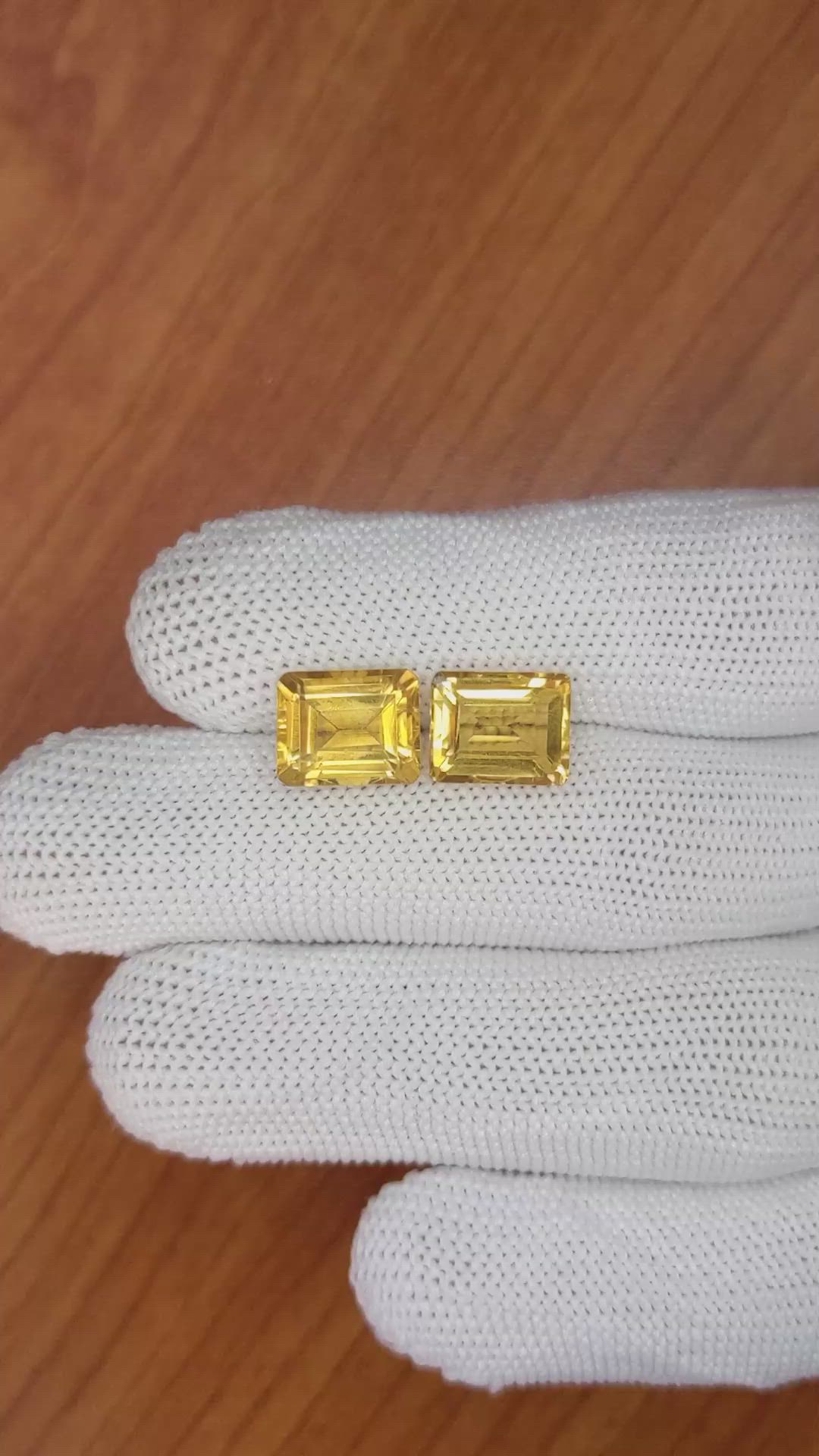 7.56 Ct.Tw.Total Carat Weight Citrine Pair from Brazil Size Video
