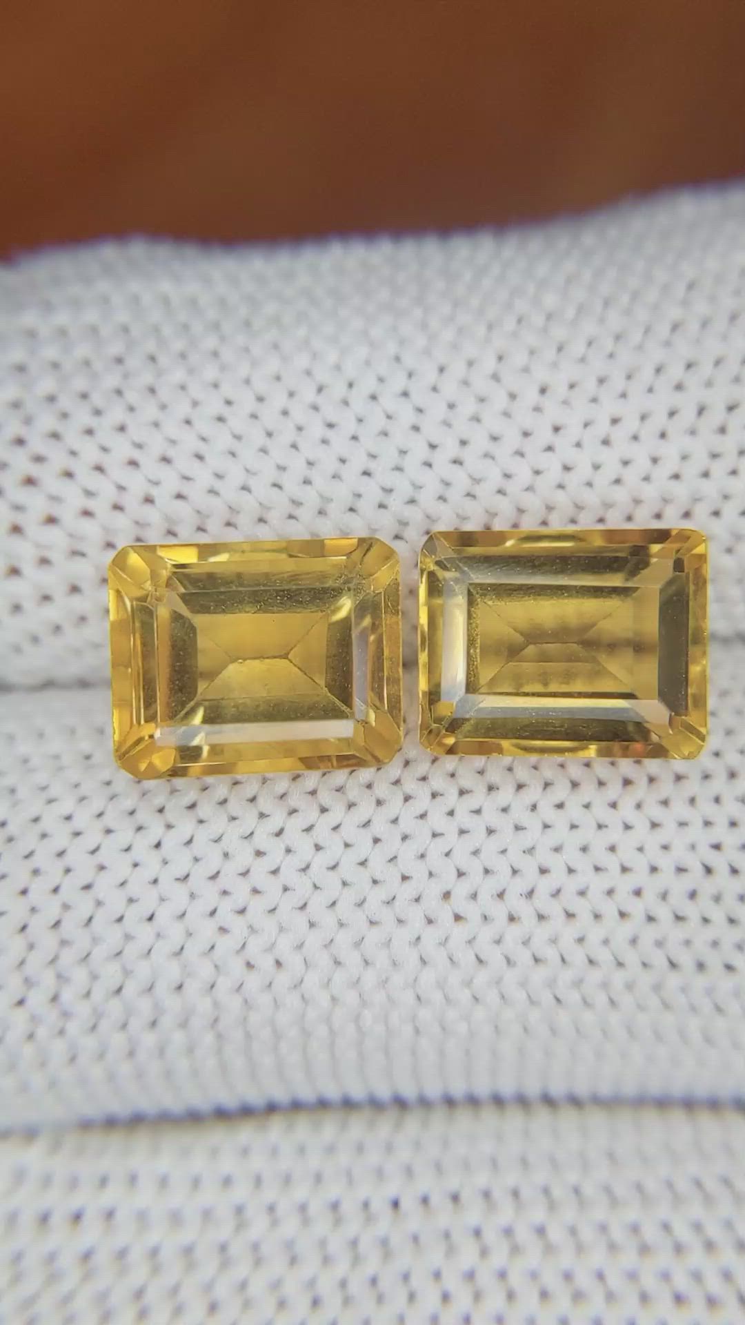7.56 Ct.Tw.Total Carat Weight Citrine Pair from Brazil Size Video
