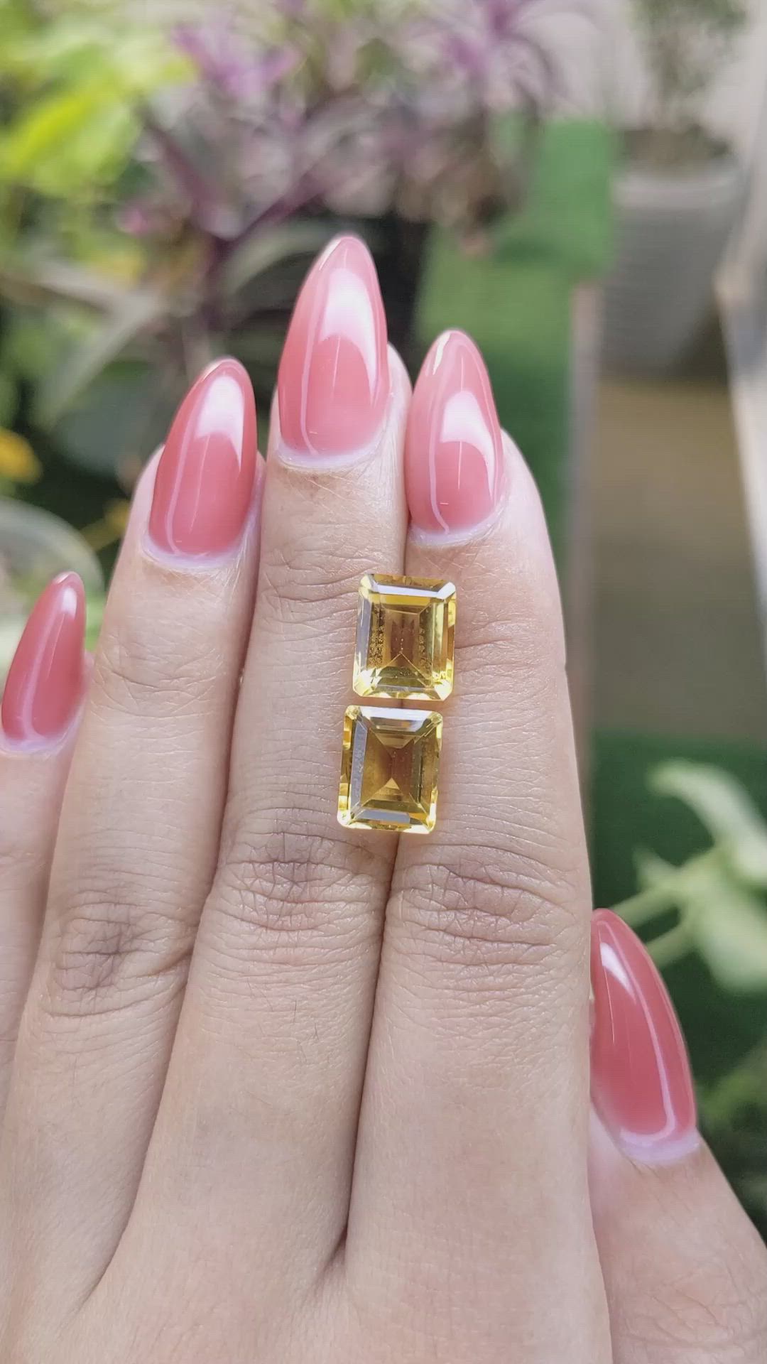 7.56 Ct.Tw.Total Carat Weight Citrine Pair from Brazil Size Video