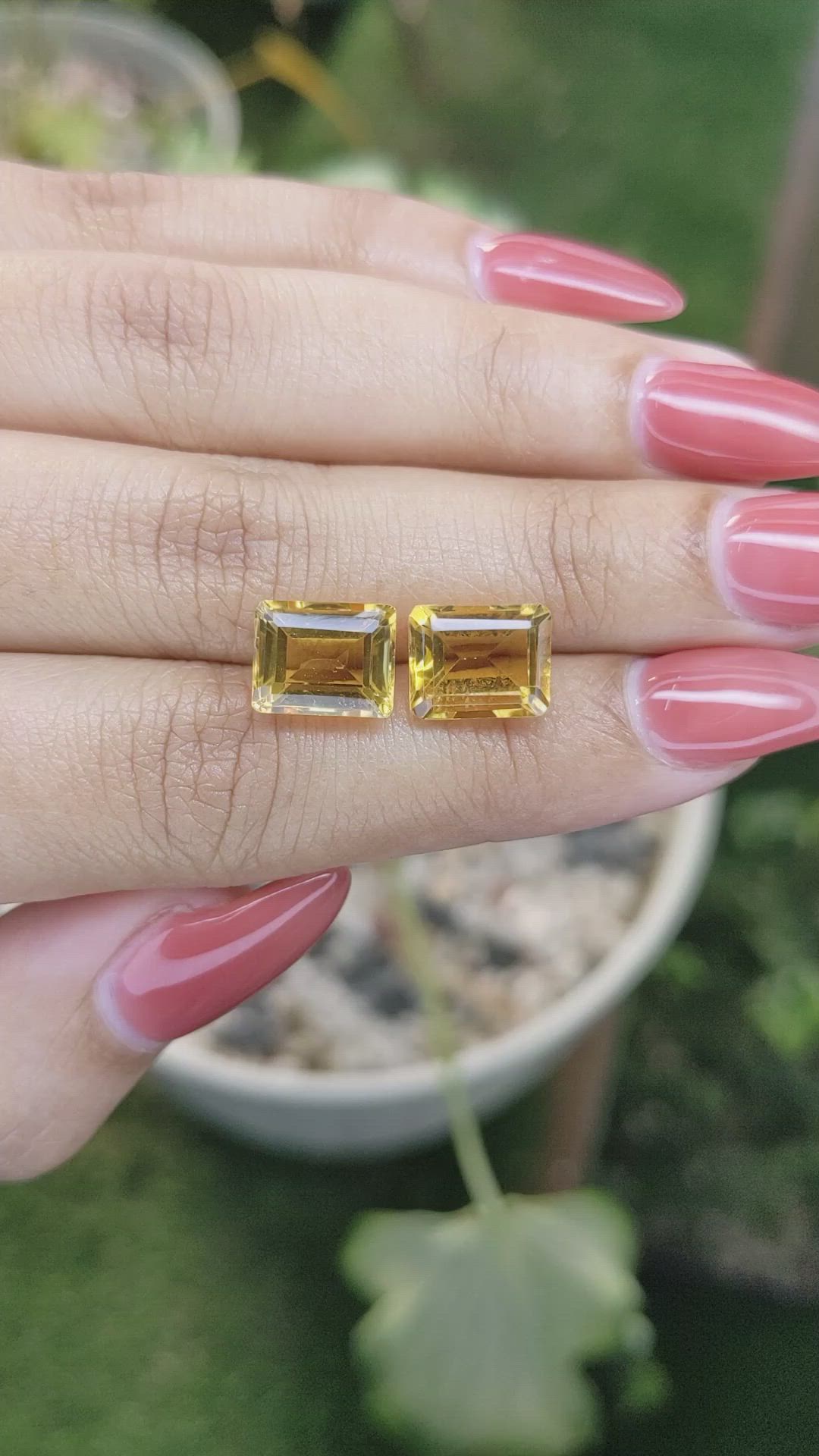 7.56 Ct.Tw.Total Carat Weight Citrine Pair from Brazil Size Video