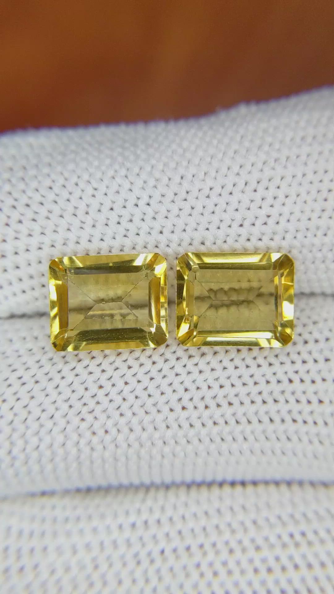 5.66 Ct.Tw.Total Carat Weight Citrine Pair from Brazil Size Video