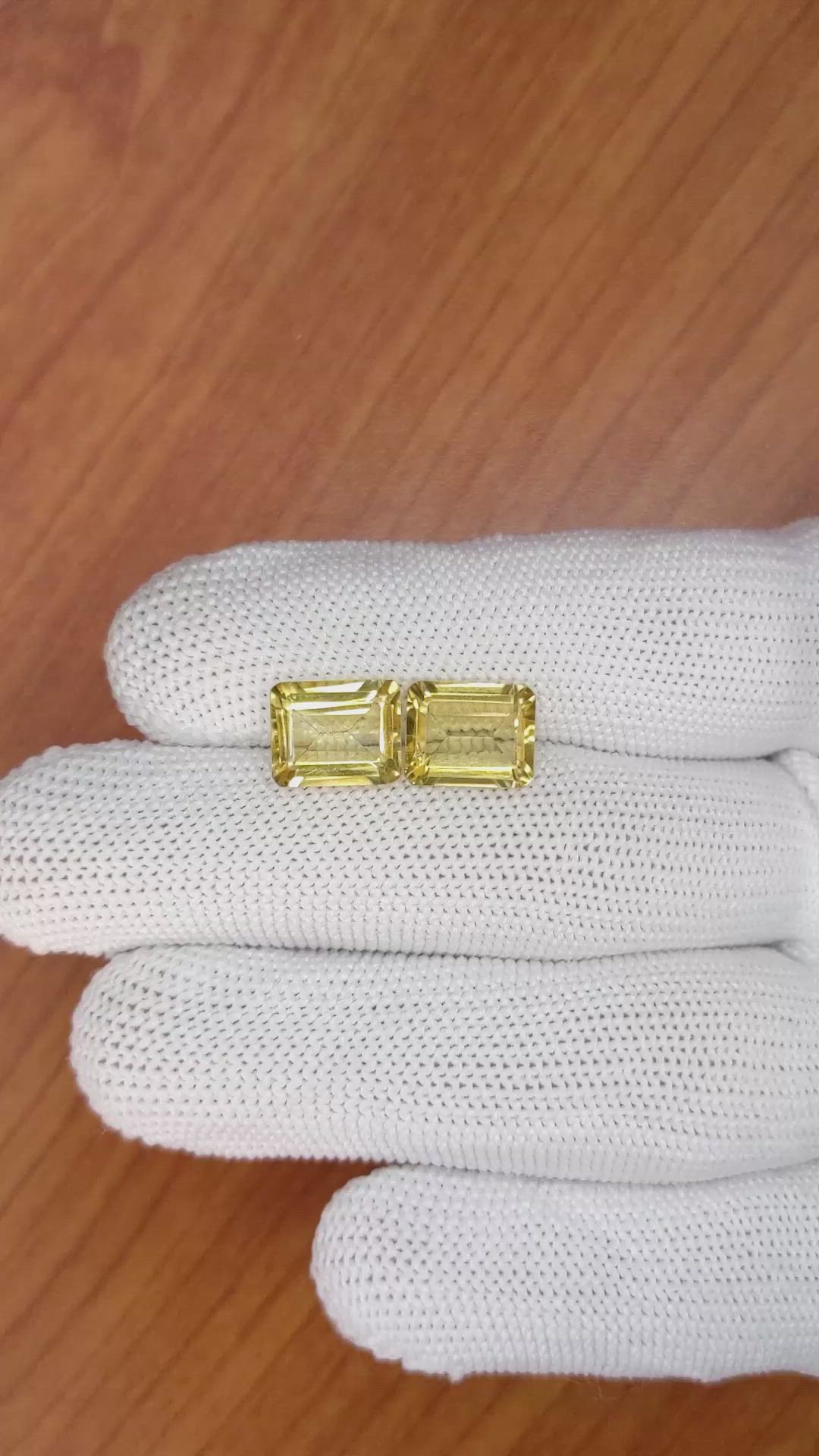 5.66 Ct.Tw.Total Carat Weight Citrine Pair from Brazil Size Video