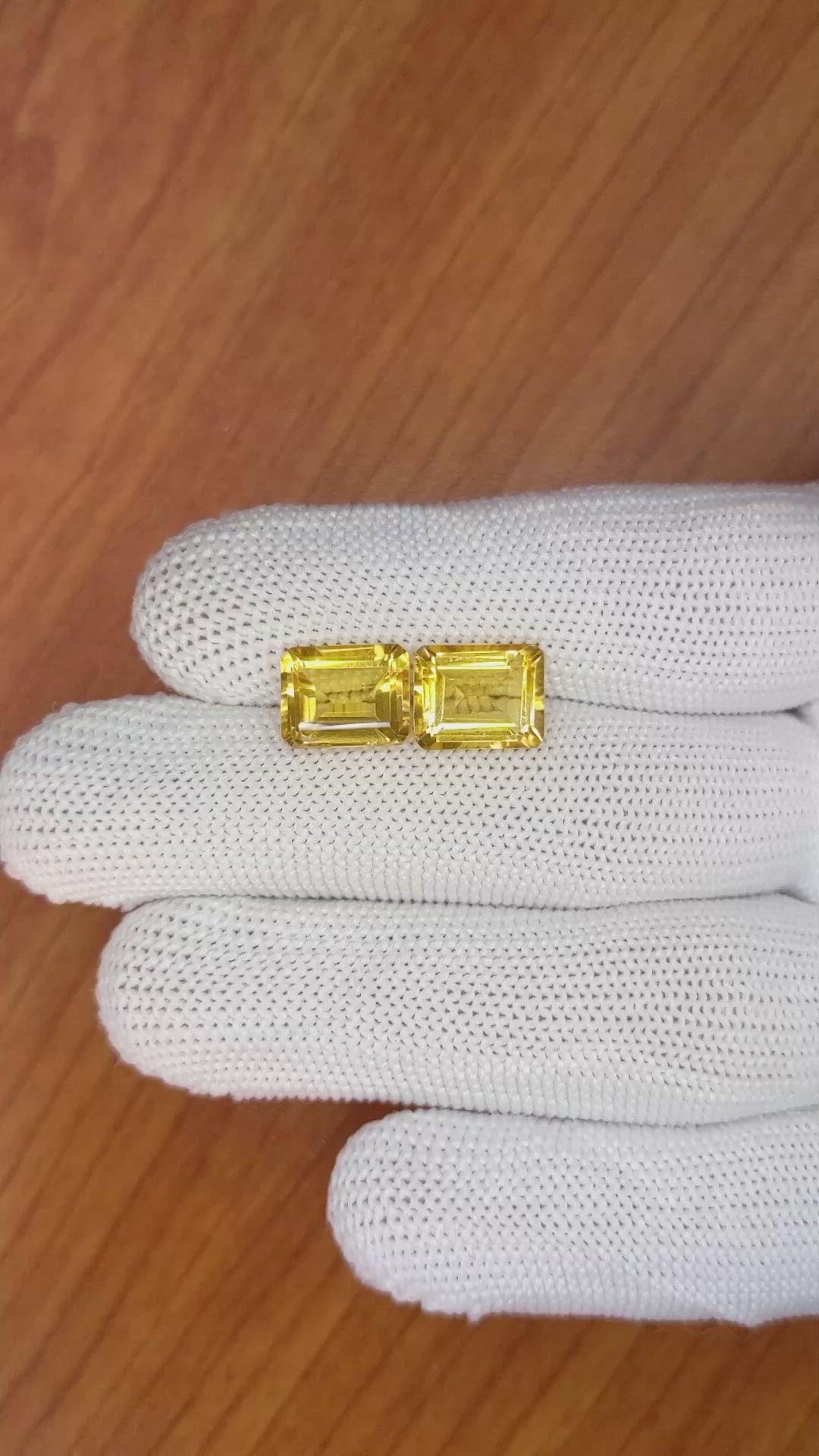 6.38 Ct.Tw.Total Carat Weight Citrine Pair from Brazil Size Video