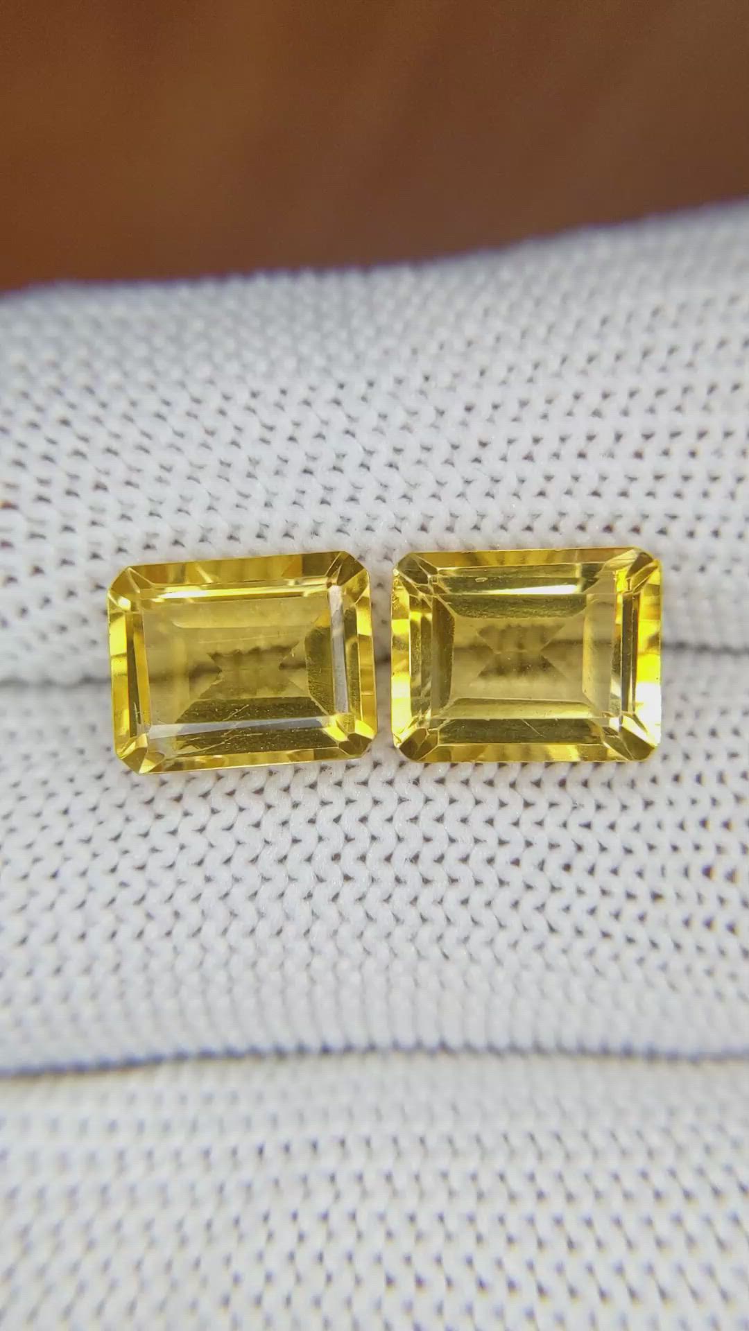 6.38 Ct.Tw.Total Carat Weight Citrine Pair from Brazil Size Video