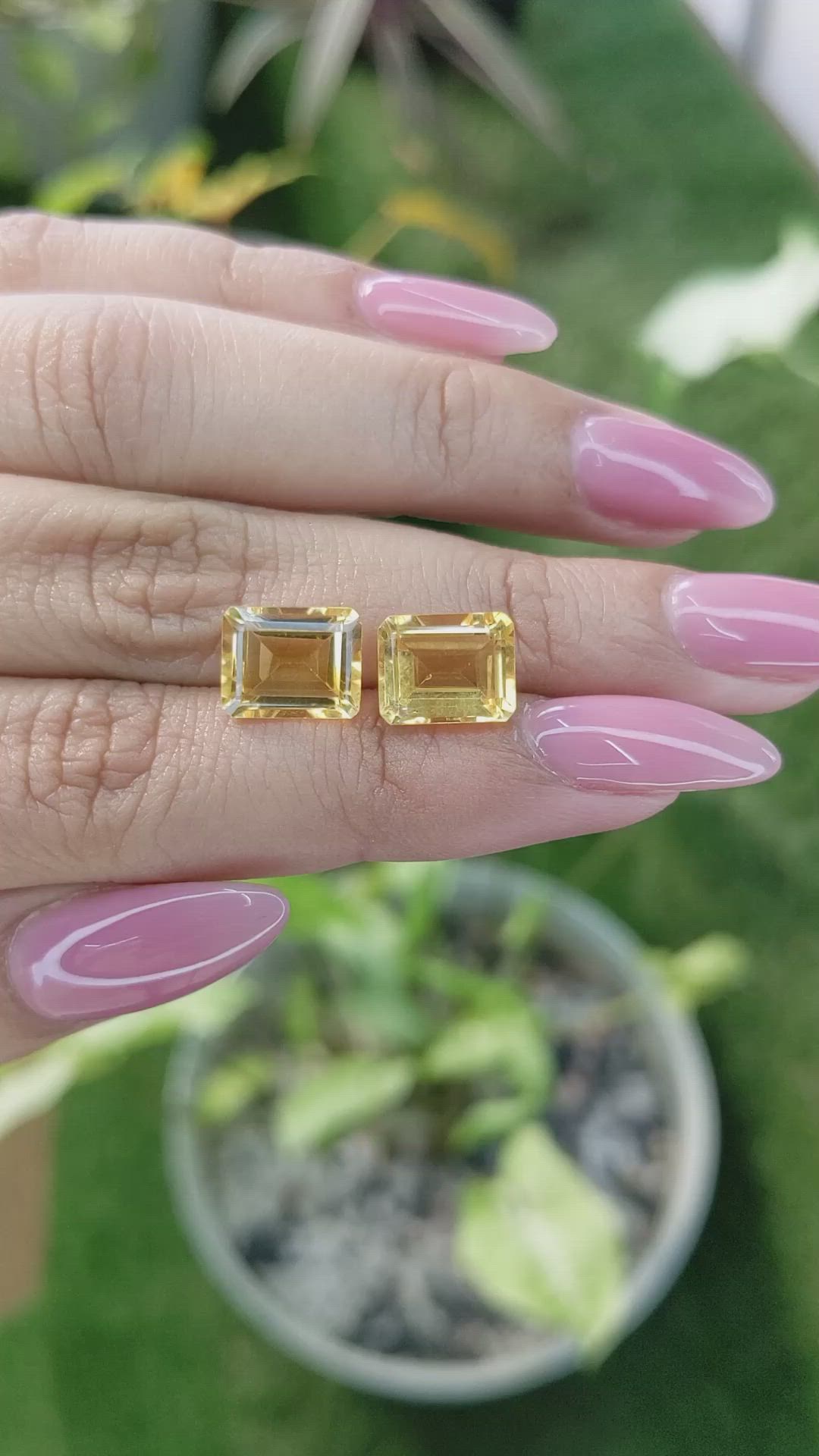 6.38 Ct.Tw.Total Carat Weight Citrine Pair from Brazil Size Video