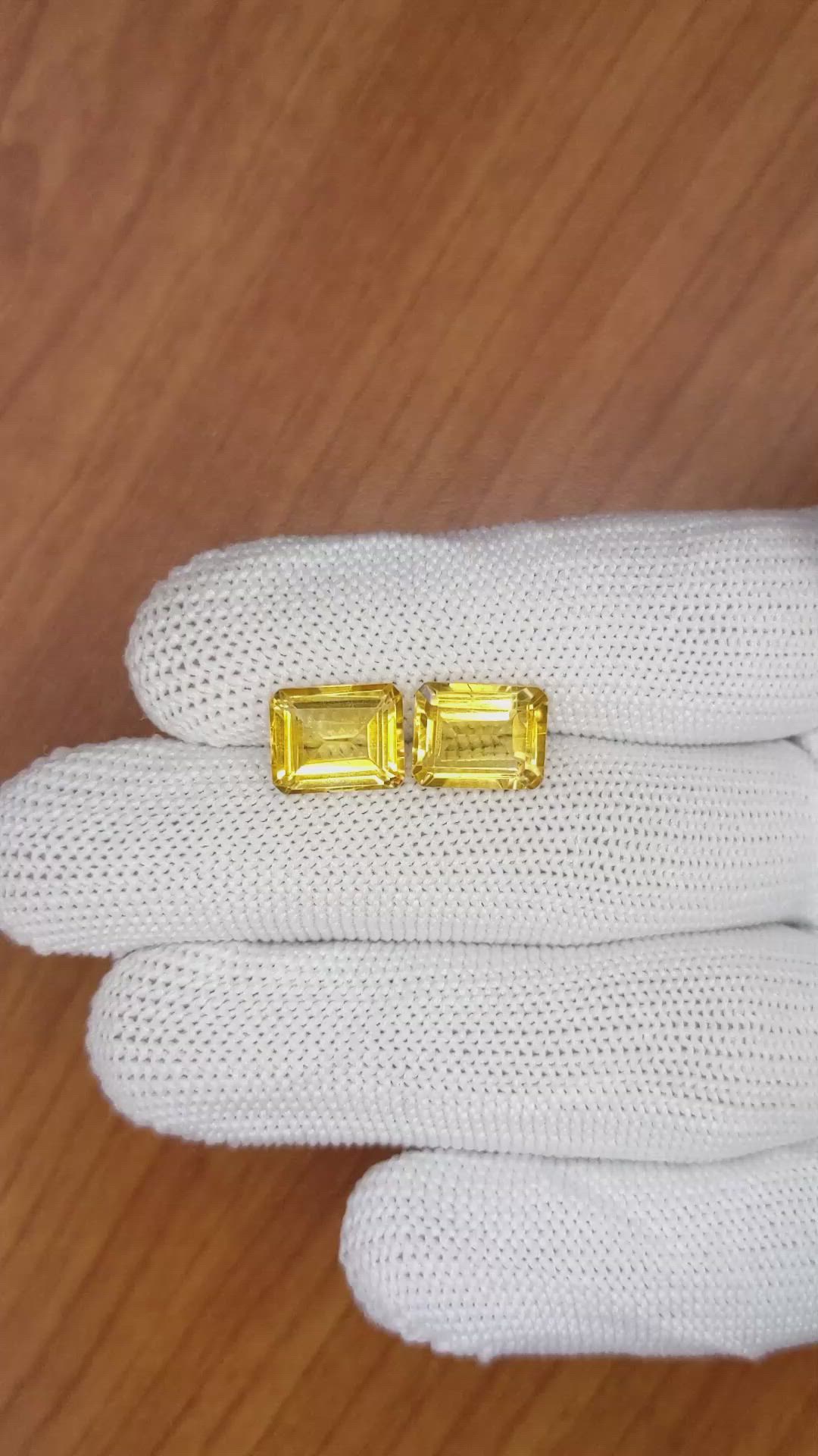 6.37 Ct.Tw.Total Carat Weight Citrine Pair from Brazil Size Video