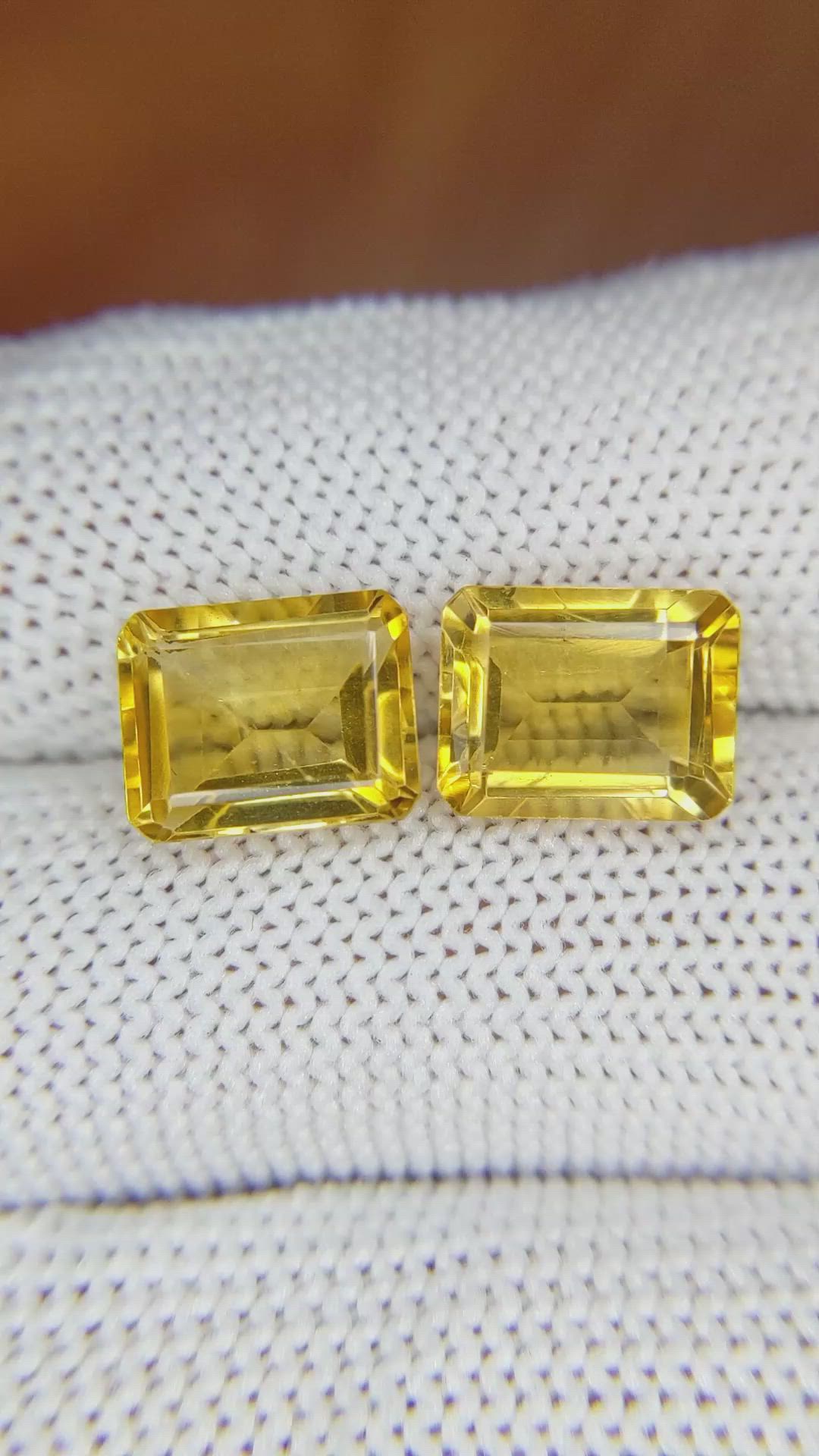 6.37 Ct.Tw.Total Carat Weight Citrine Pair from Brazil Size Video