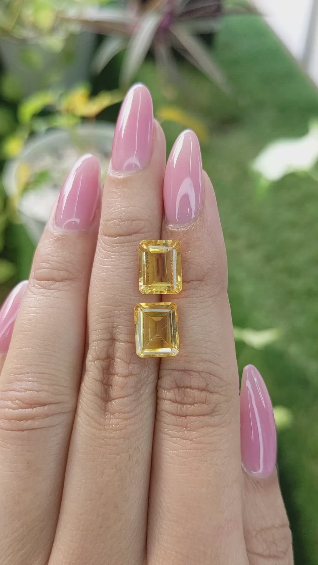 6.37 Ct.Tw.Total Carat Weight Citrine Pair from Brazil Size Video