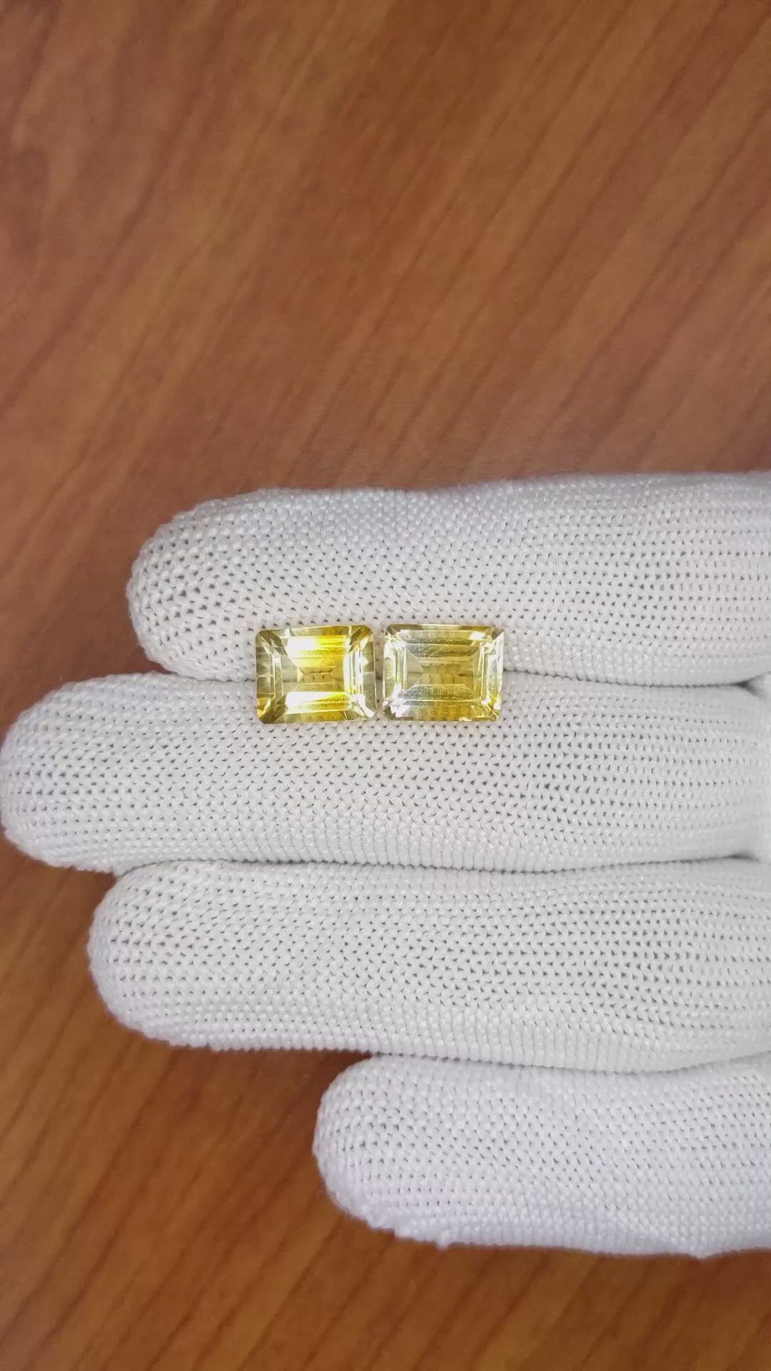 6.31 Ct.Tw.Total Carat Weight Citrine Pair from Brazil Size Video