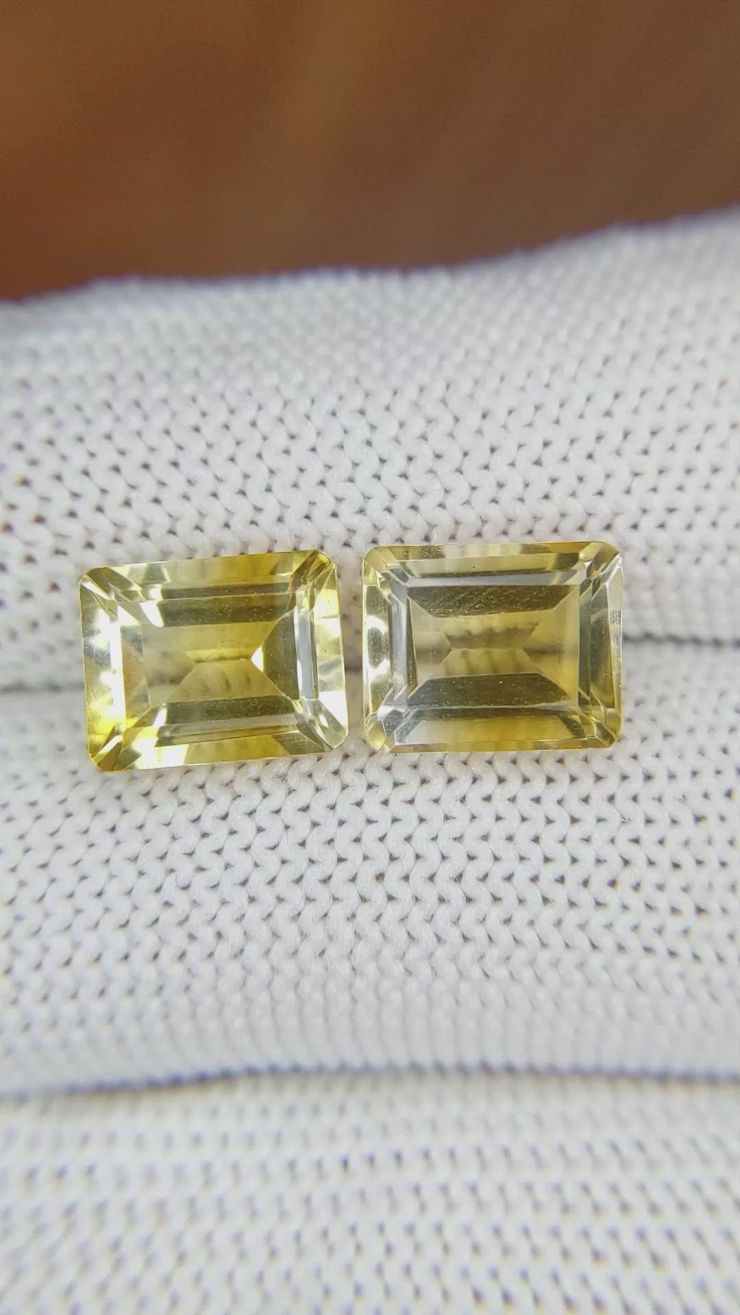6.31 Ct.Tw.Total Carat Weight Citrine Pair from Brazil Size Video