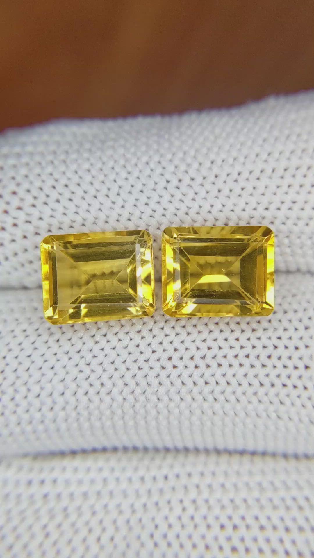 7.04 Ct.Tw.Total Carat Weight Citrine Pair from Brazil Size Video