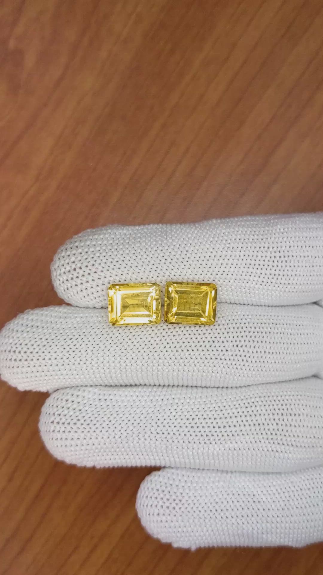 7.04 Ct.Tw.Total Carat Weight Citrine Pair from Brazil Size Video