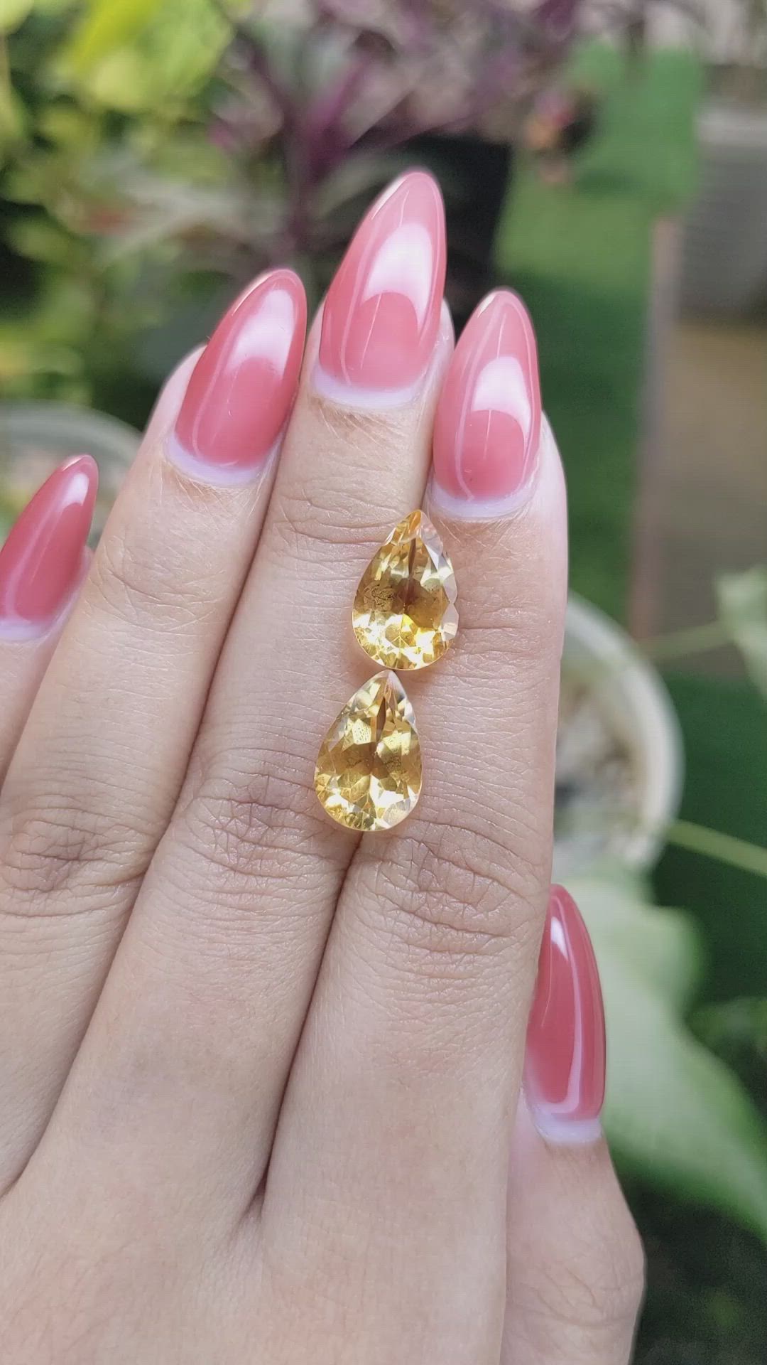 7.28 Ct.Tw.Total Carat Weight Citrine Pair from Brazil Size Video