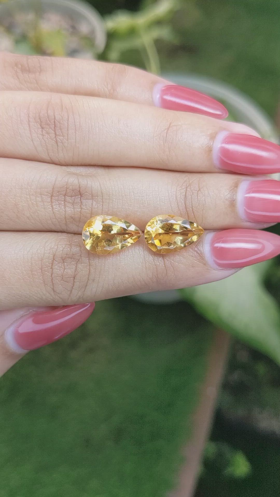 7.28 Ct.Tw.Total Carat Weight Citrine Pair from Brazil Size Video