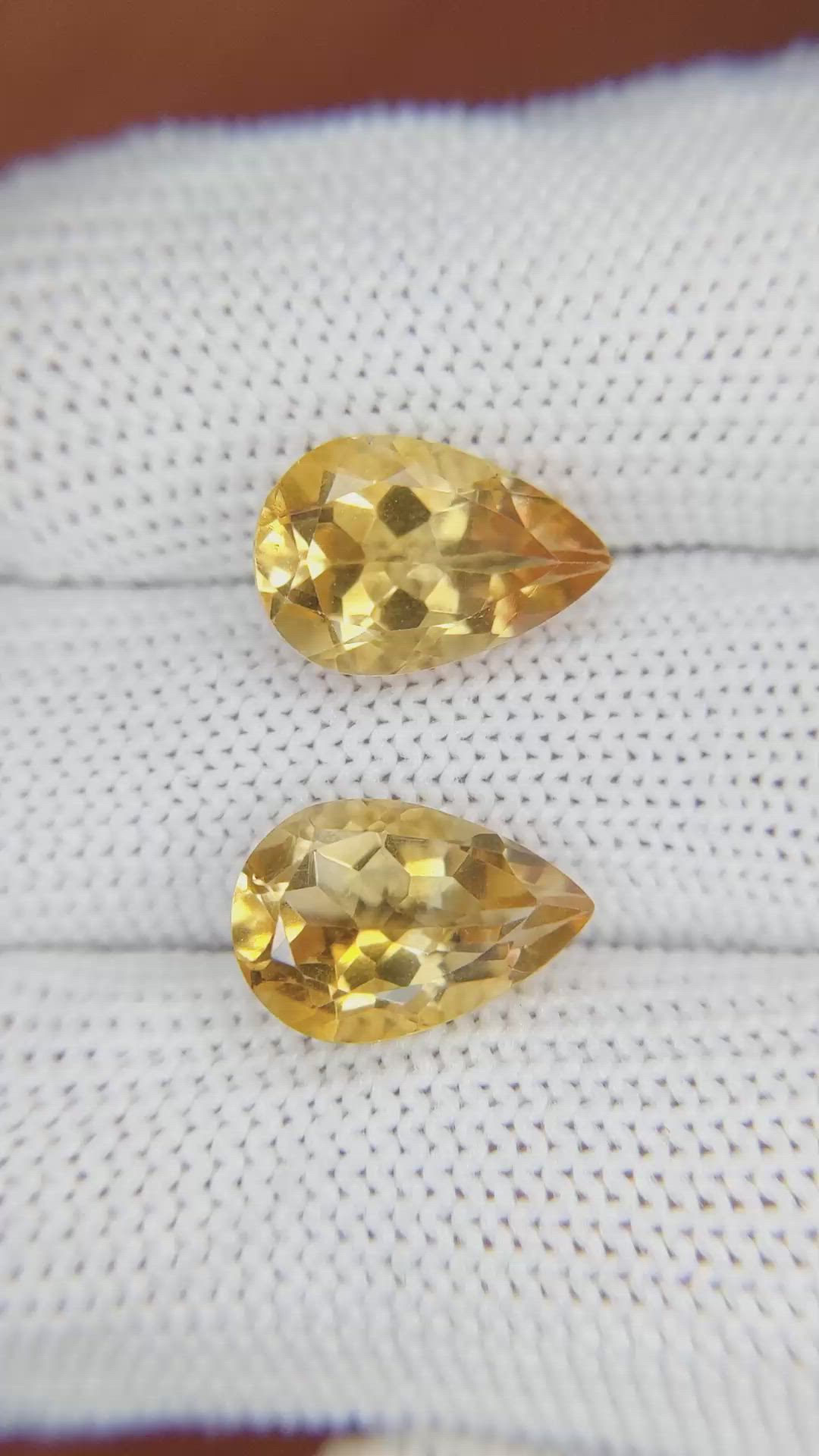 7.28 Ct.Tw.Total Carat Weight Citrine Pair from Brazil Size Video