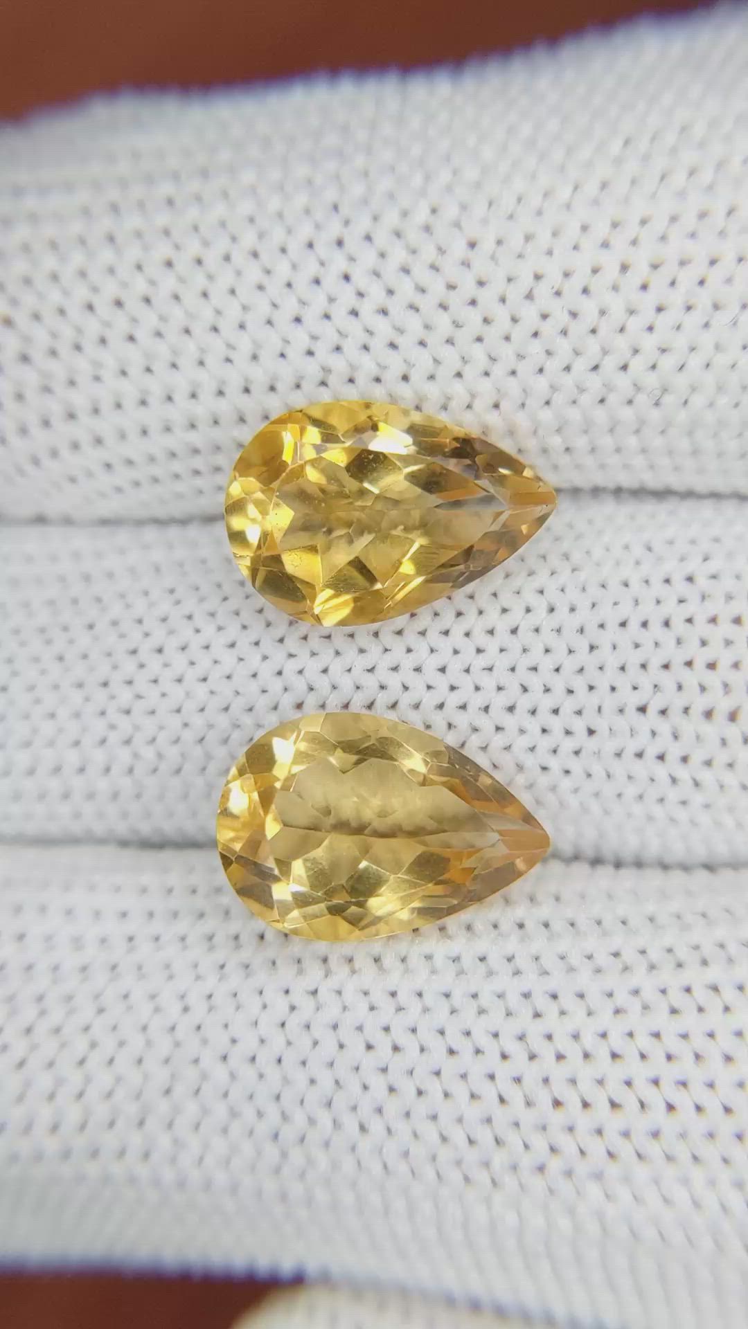 7.45 Ct.Tw.Total Carat Weight Citrine Pair from Brazil Size Video