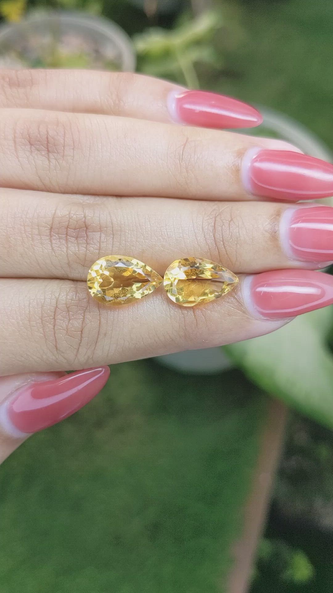 7.45 Ct.Tw.Total Carat Weight Citrine Pair from Brazil Size Video