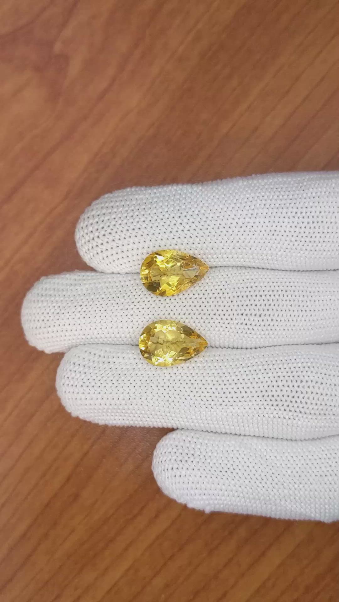 7.45 Ct.Tw.Total Carat Weight Citrine Pair from Brazil Size Video