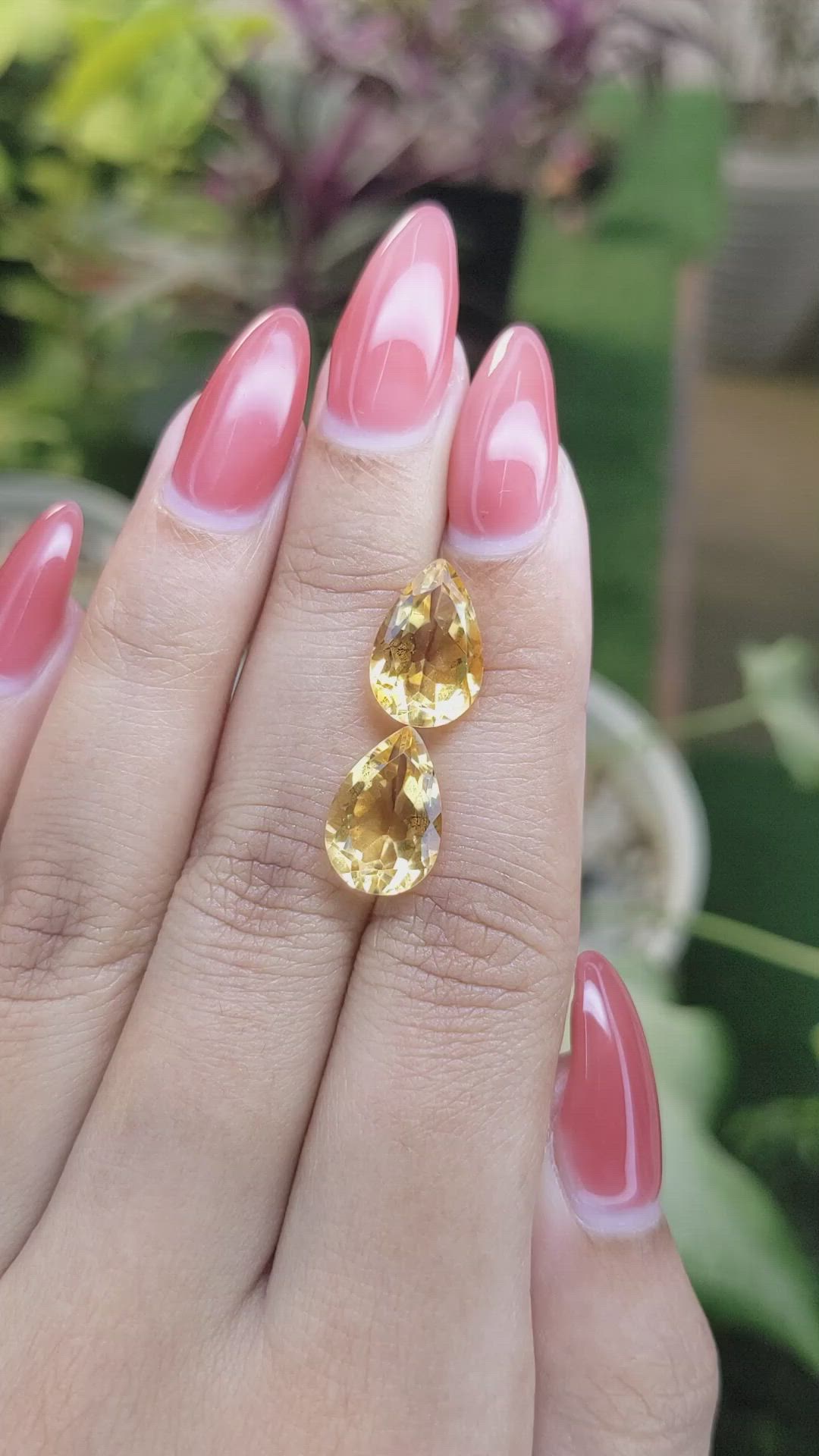 7.45 Ct.Tw.Total Carat Weight Citrine Pair from Brazil Size Video