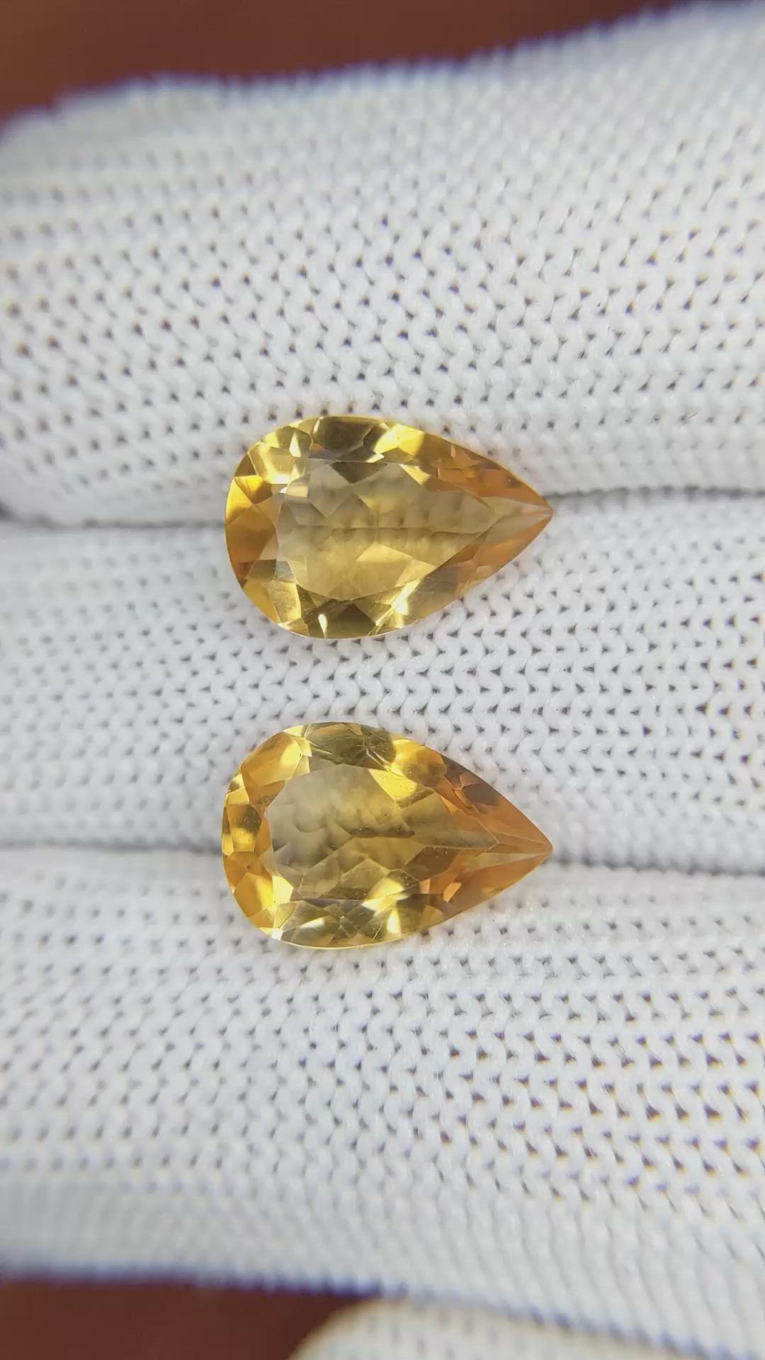 5.72 Ct.Tw.Total Carat Weight Citrine Pair from Brazil Size Video