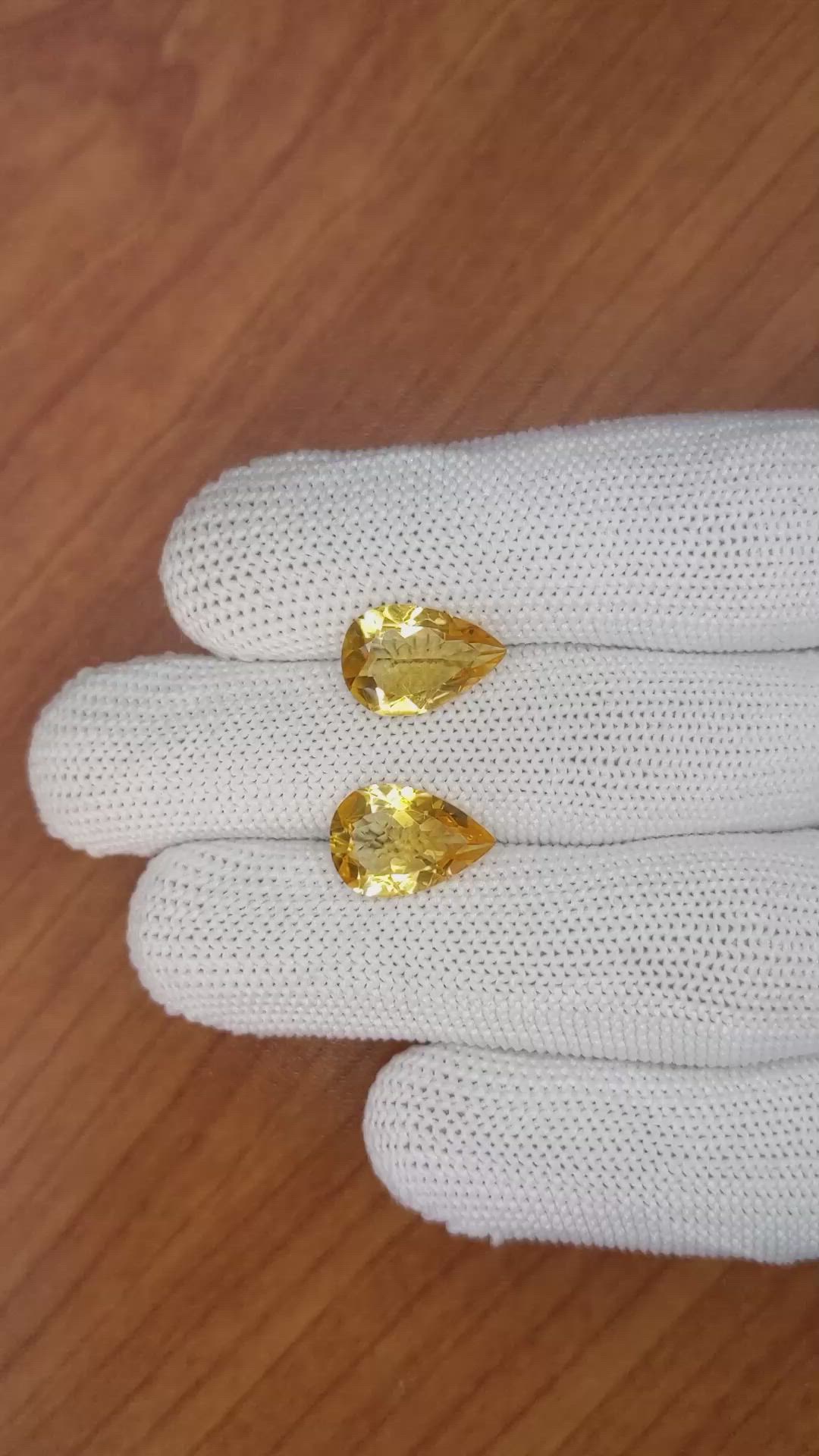 5.72 Ct.Tw.Total Carat Weight Citrine Pair from Brazil Size Video