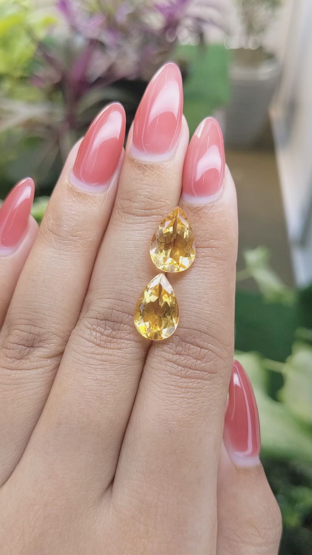 7.12 Ct.Tw.Total Carat Weight Citrine Pair from Brazil Size Video