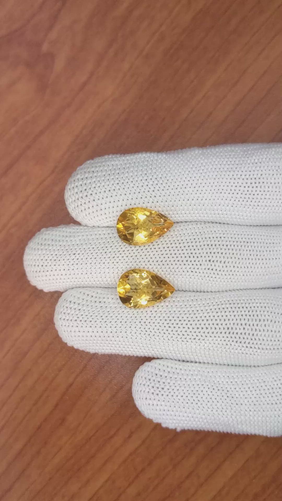 7.12 Ct.Tw.Total Carat Weight Citrine Pair from Brazil Size Video