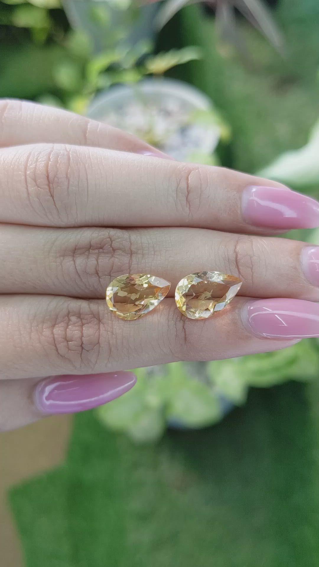 6.38 Ct.Tw.Total Carat Weight Citrine Pair from Brazil Size Video