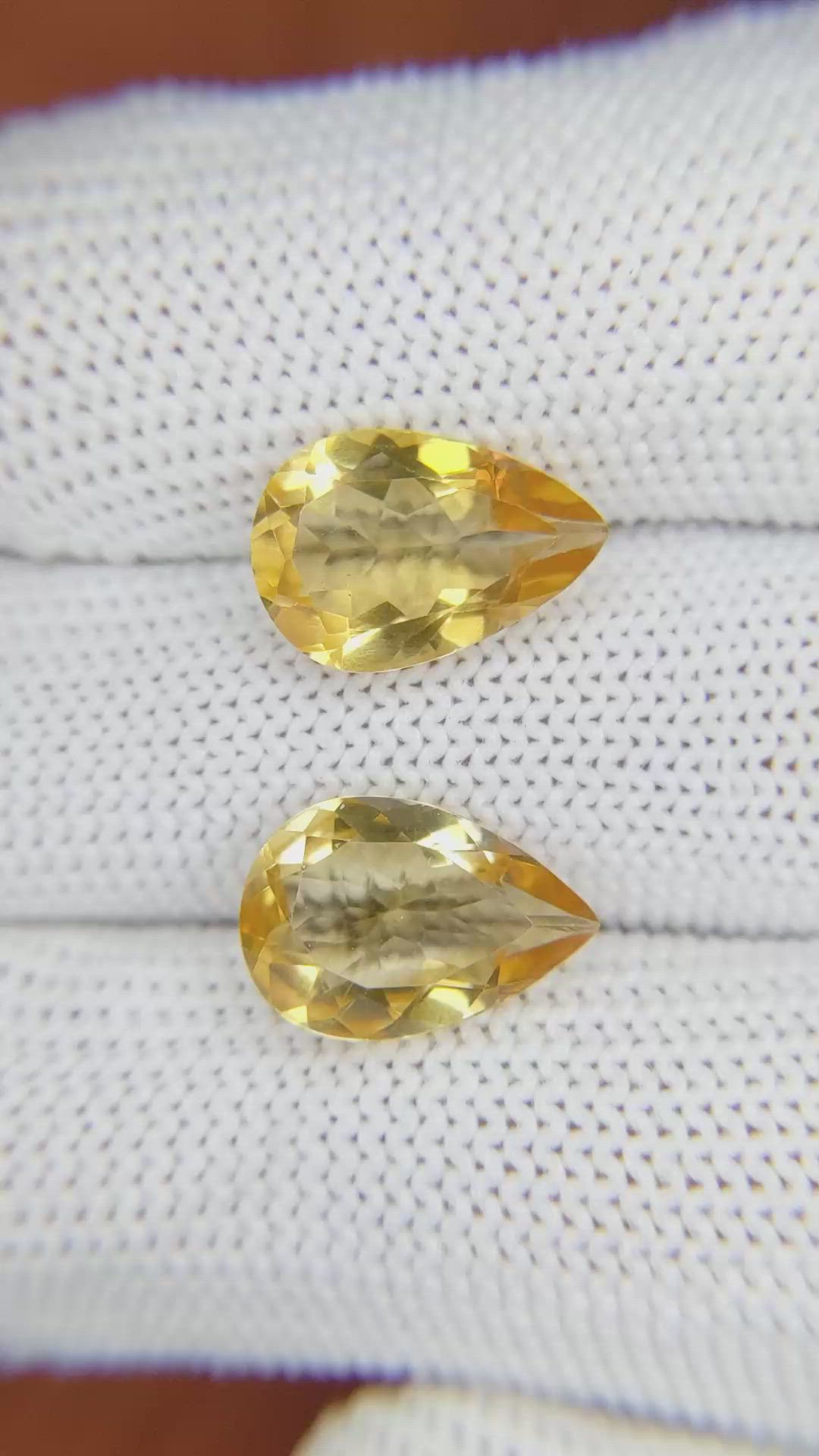 6.38 Ct.Tw.Total Carat Weight Citrine Pair from Brazil Size Video