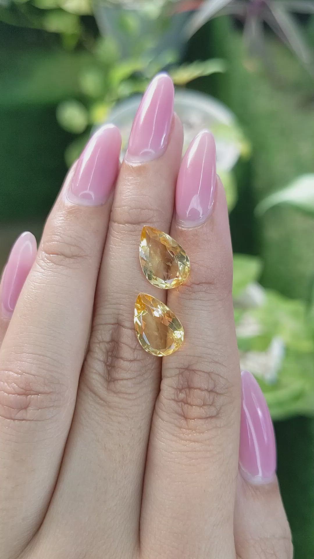 6.38 Ct.Tw.Total Carat Weight Citrine Pair from Brazil Size Video