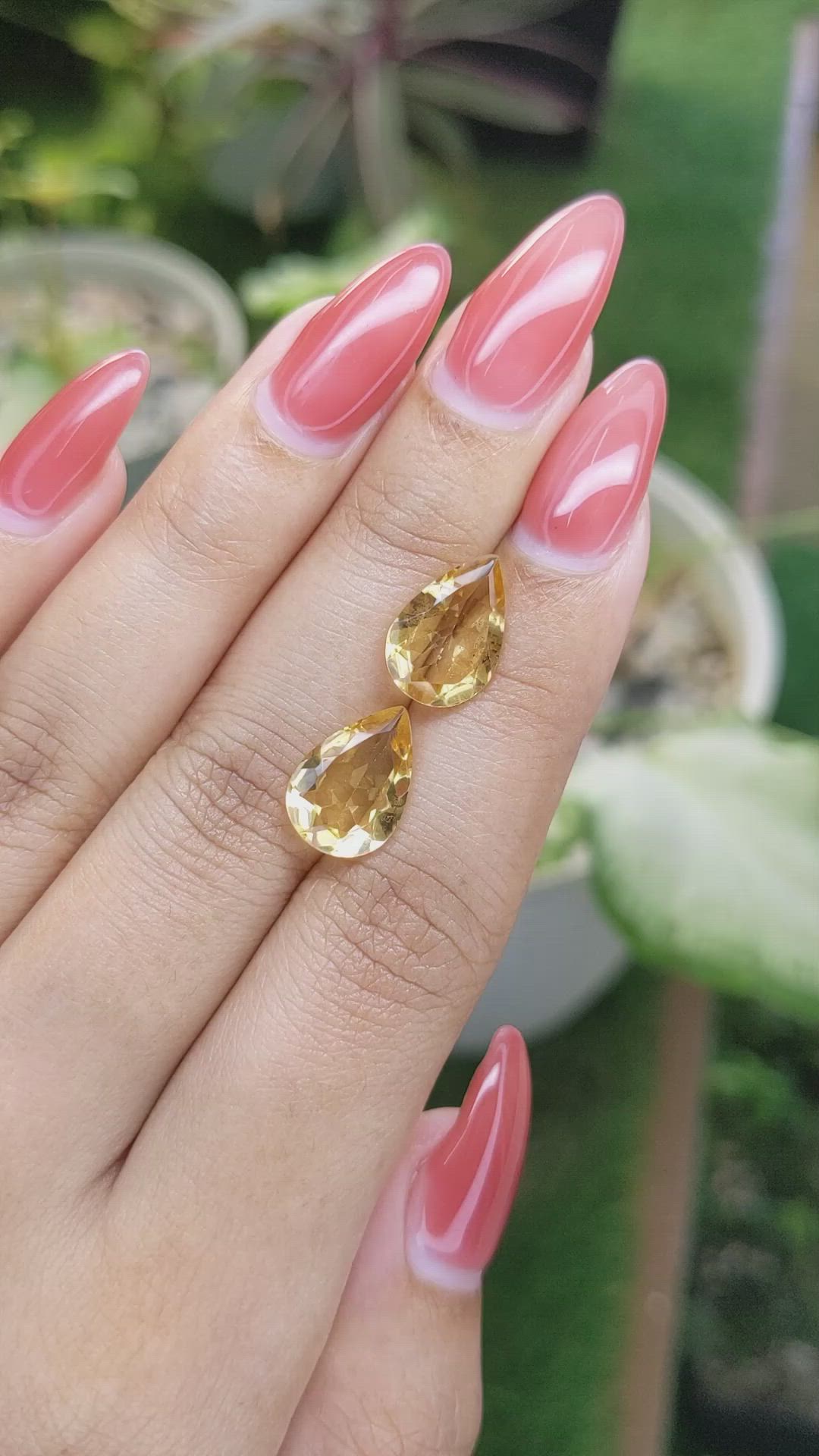 5.49 Ct.Tw.Total Carat Weight Citrine Pair from Brazil Size Video