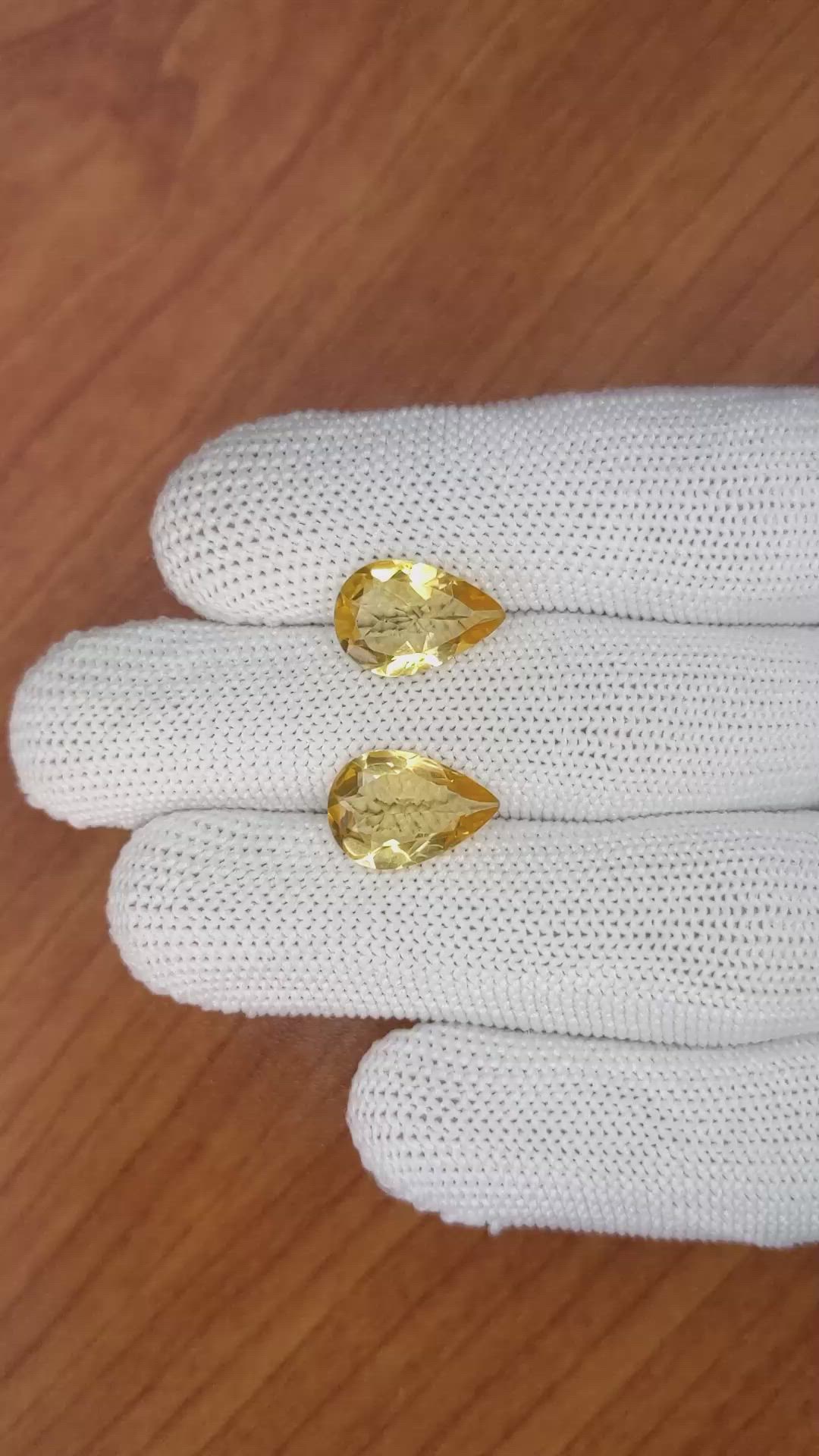 5.49 Ct.Tw.Total Carat Weight Citrine Pair from Brazil Size Video