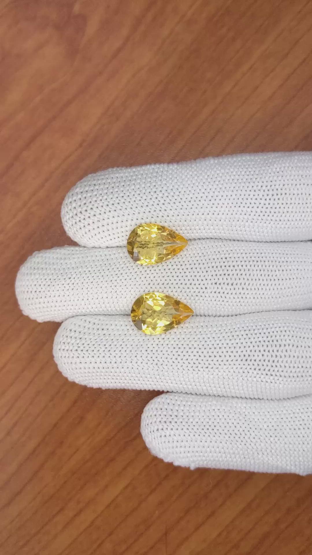 5.72 Ct.Tw.Total Carat Weight Citrine Pair from Brazil Size Video