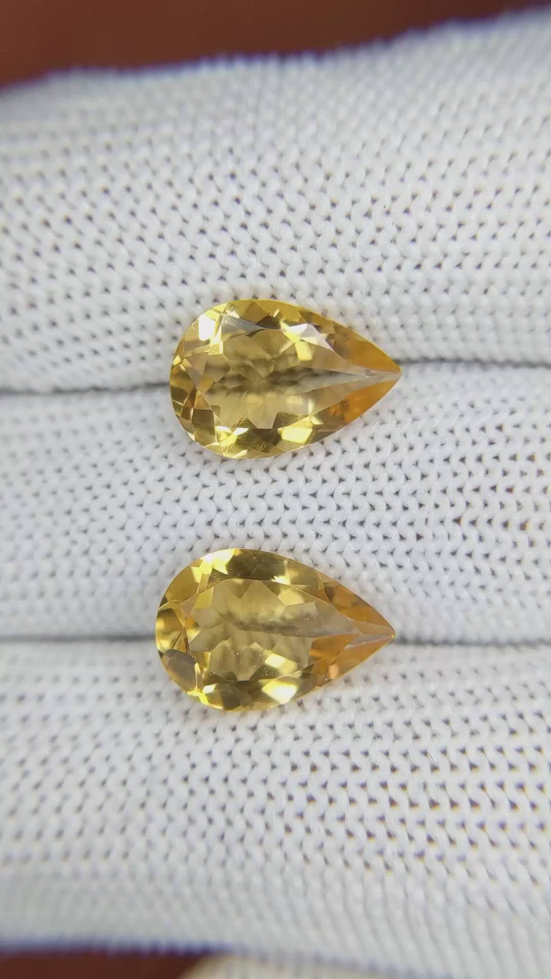 5.72 Ct.Tw.Total Carat Weight Citrine Pair from Brazil Size Video